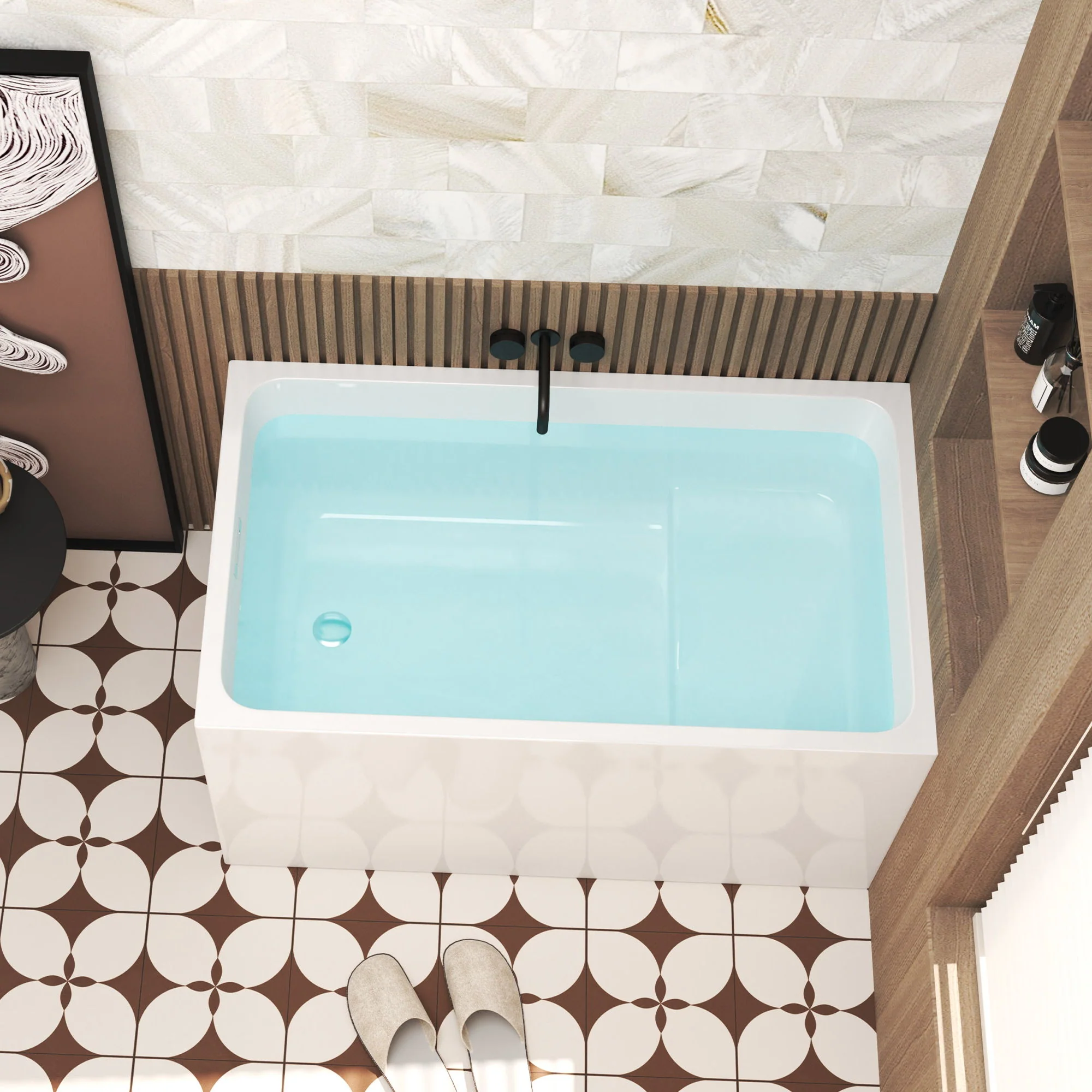 Gloss Freestanding Bathtub With Built In Seat - Image 13