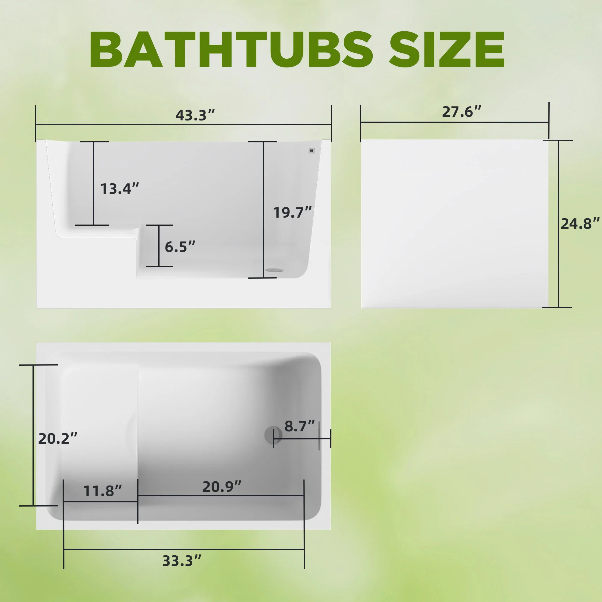 Gloss Freestanding Bathtub With Built In Seat - Image 4