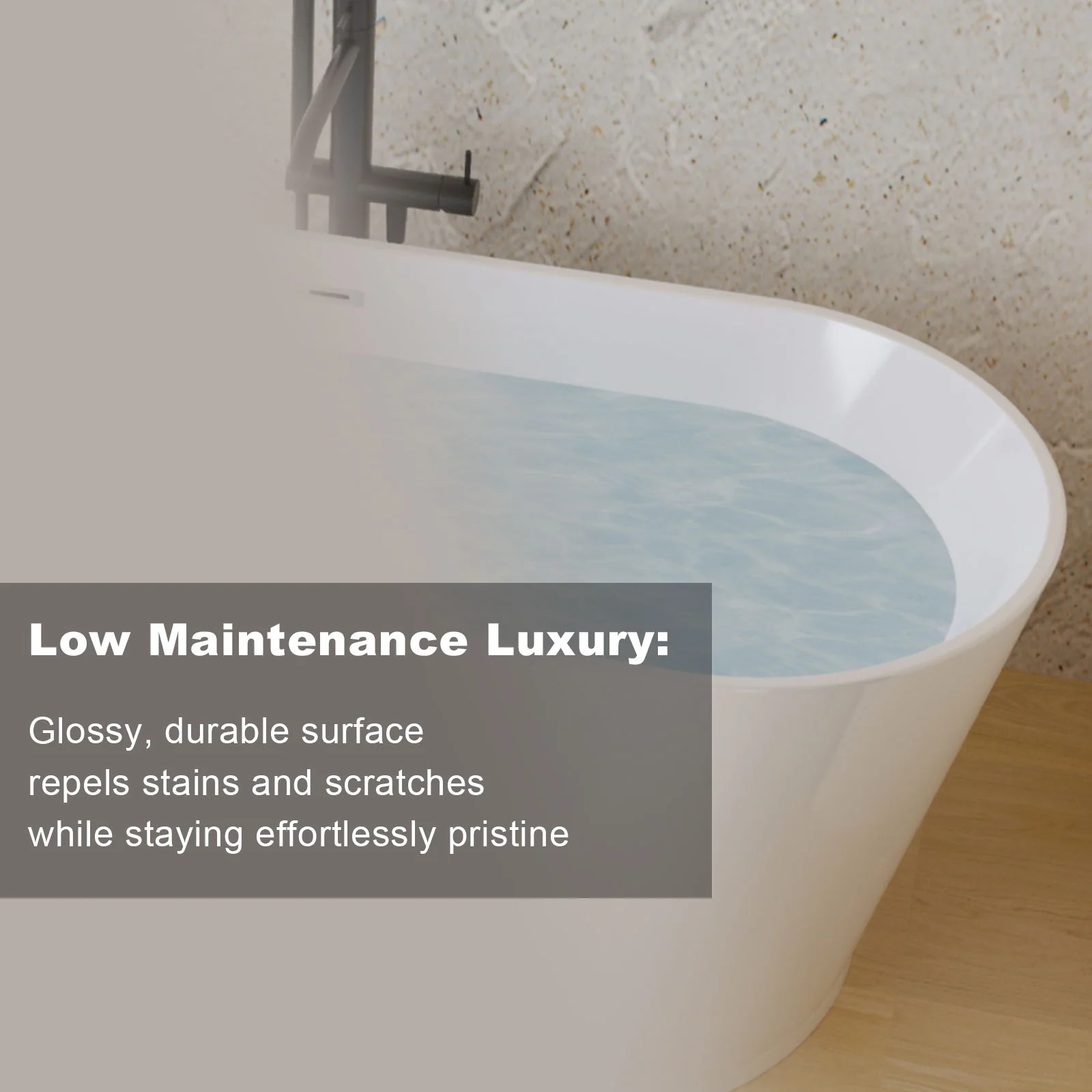 Glossy Freestanding Bathtub With Toe Tap Drain - Image 13