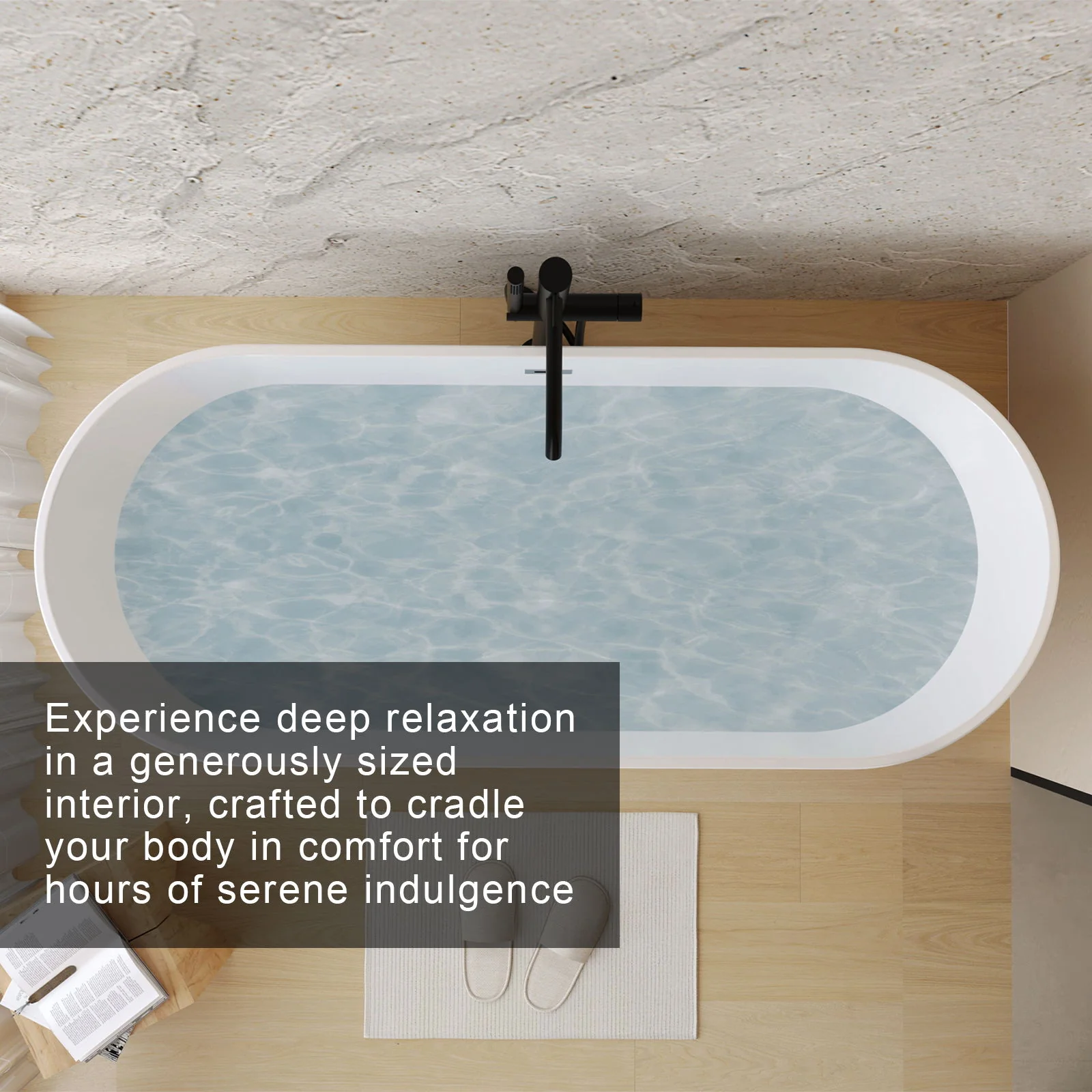 Glossy Freestanding Bathtub With Toe Tap Drain - Image 14