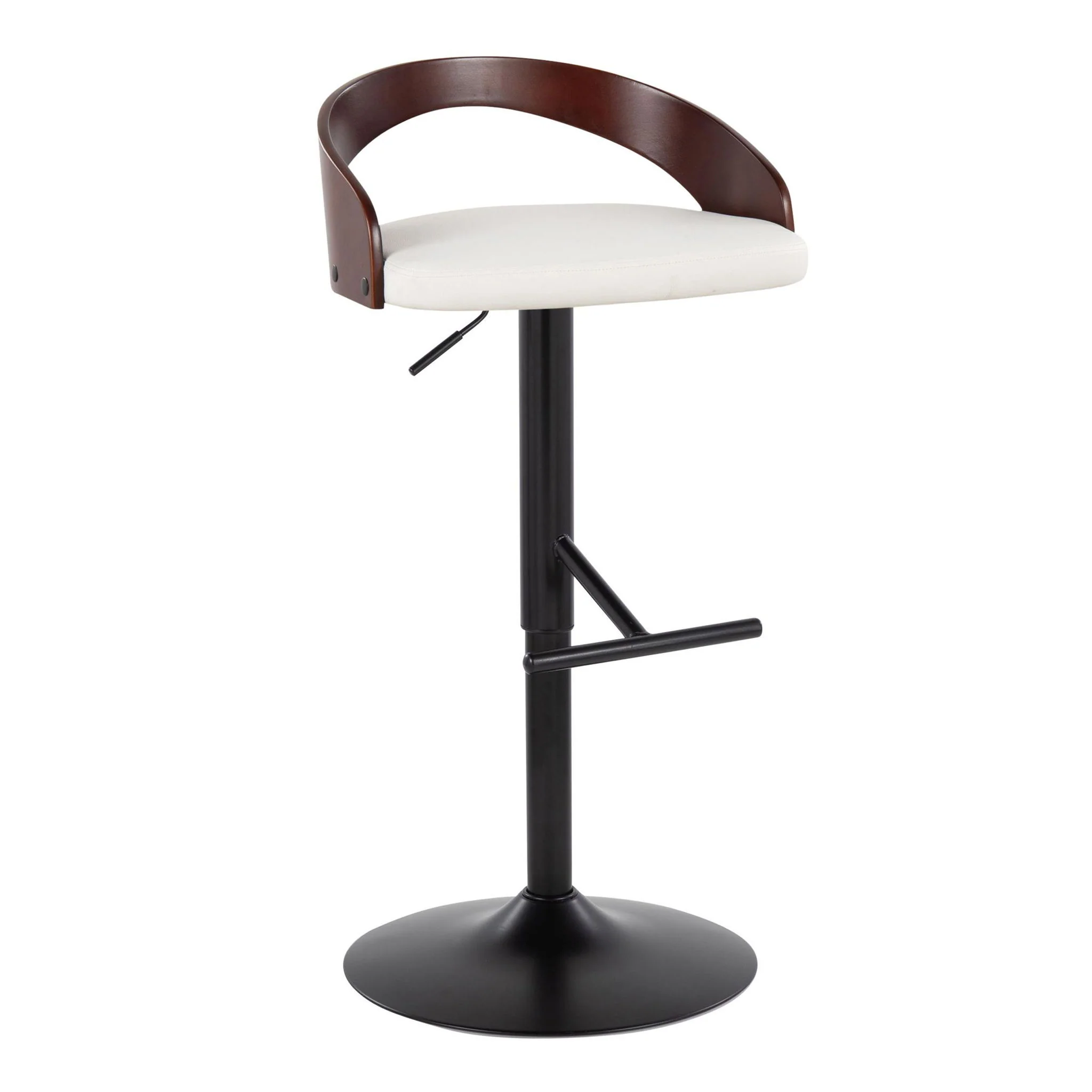 Grotto - Contemporary Adjustable Barstool With Swivel & Straight T Footrest (Set of 2) - Image 3