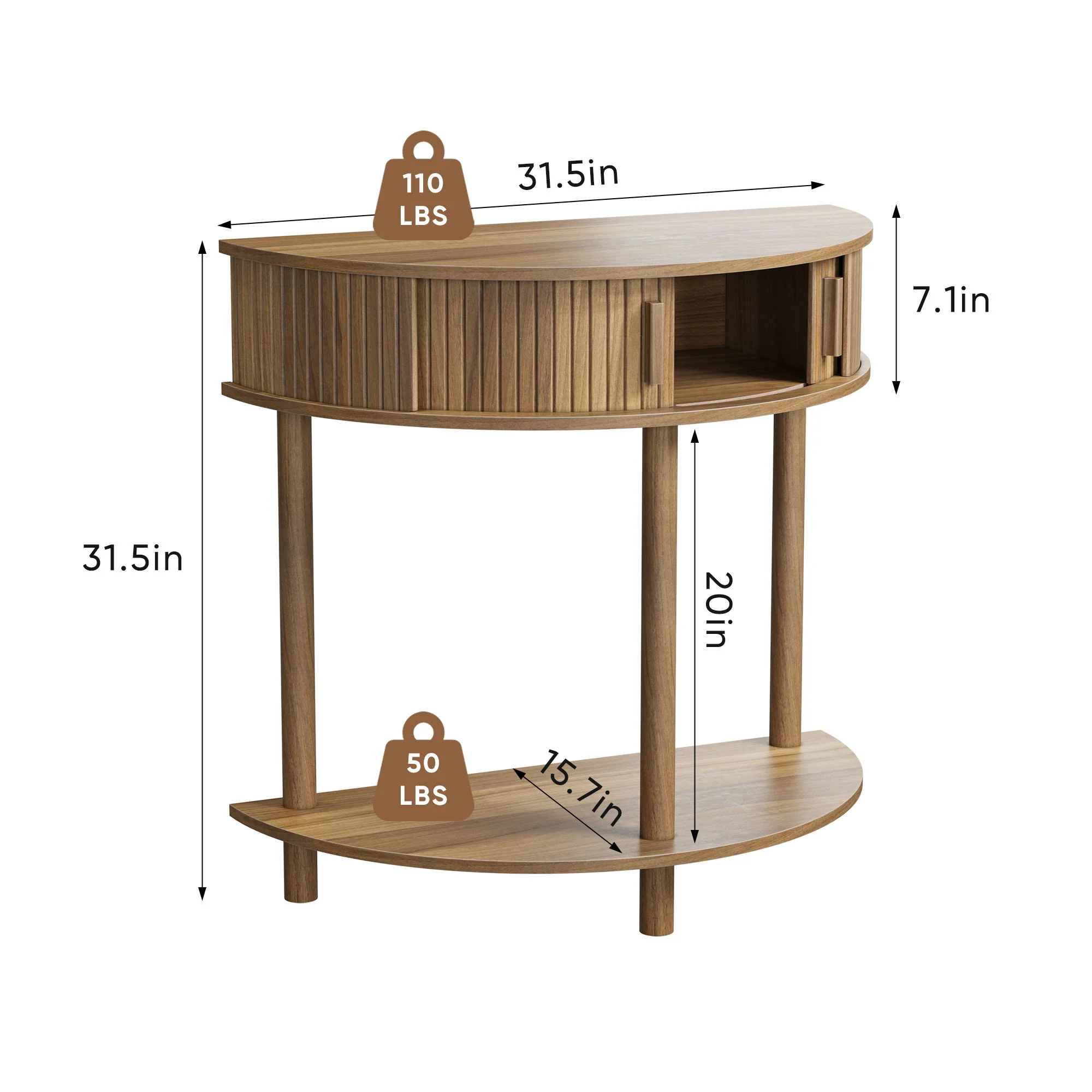 Half Moon Console Table For Living Room - Walnut - Image 6