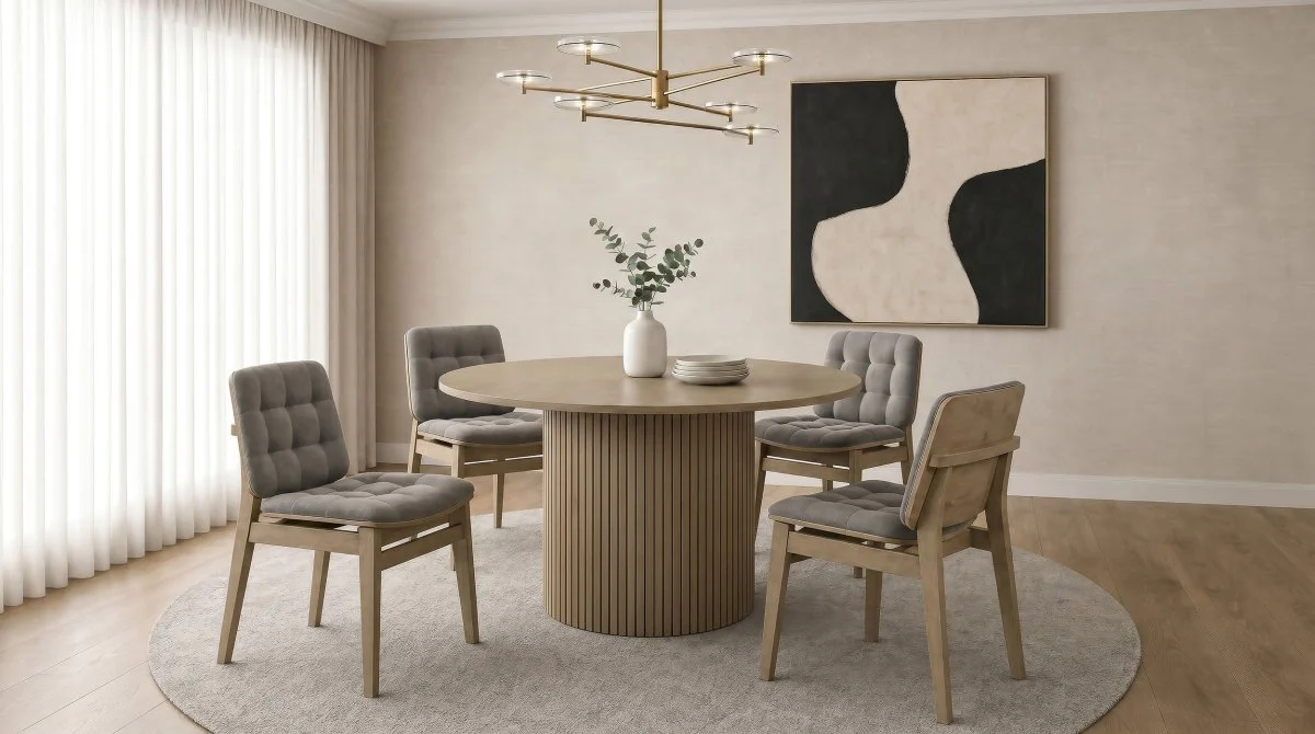 Hamlyn 47" Round Wood Dining Table in Natural Oak - Image 12