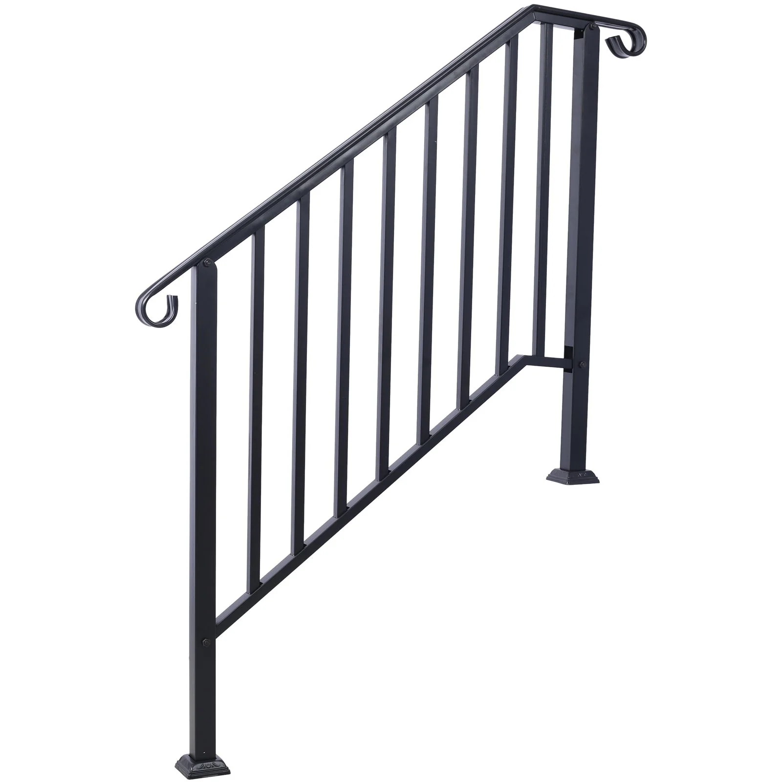 Handrails For Outdoor Steps, Fit 2 Or 3 Steps Outdoor Stair Railing, Wrought Iron Handrail, Flexible Porch Railing, Transitional Handrails For Concrete Steps Or Wooden Stairs - Image 15