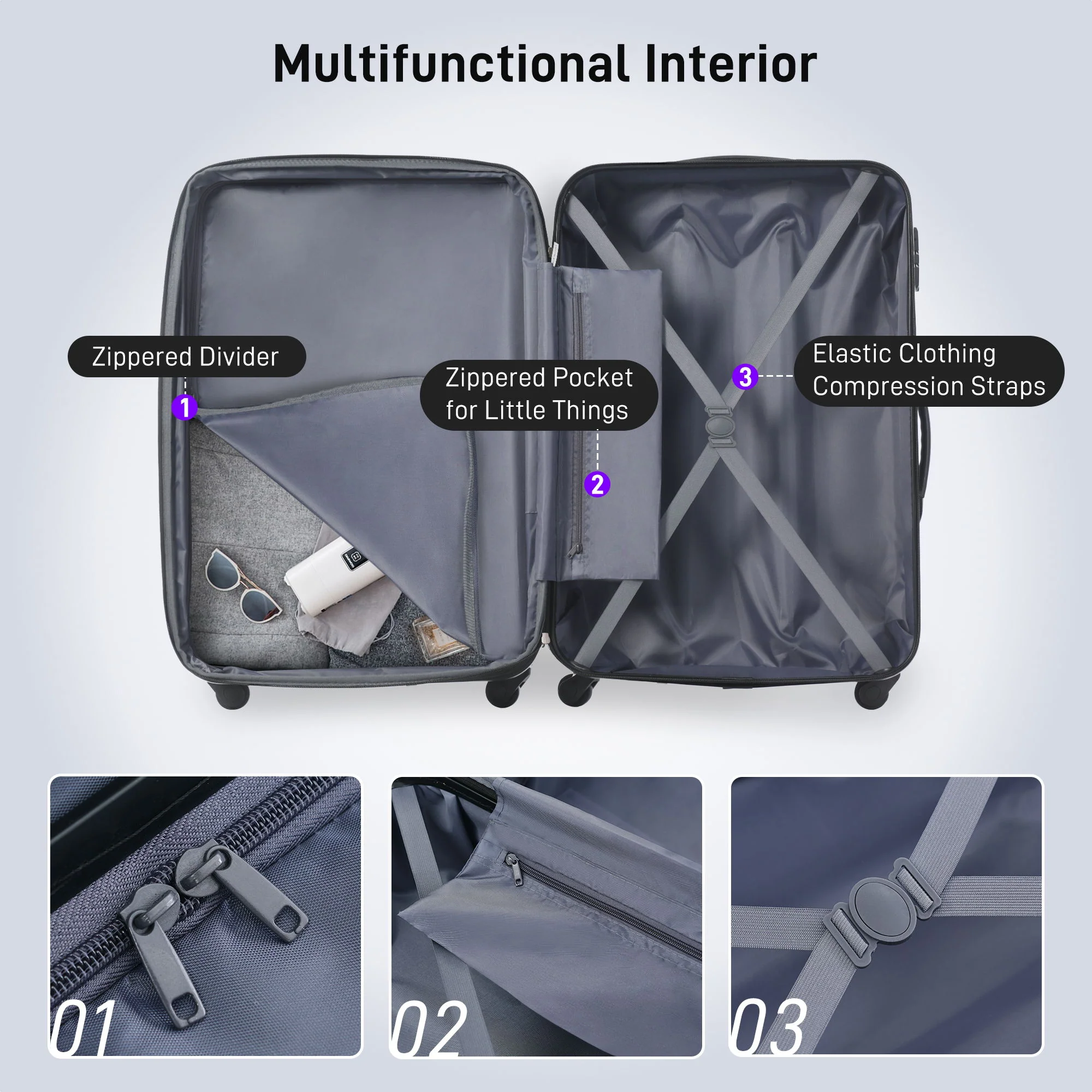 Hardshell Luggage Sets 4 Pieces + Bag Spinner Suitcase With Tsa Lock Lightweight - 16" / 20" / 24" / 28" Luggages - Image 33