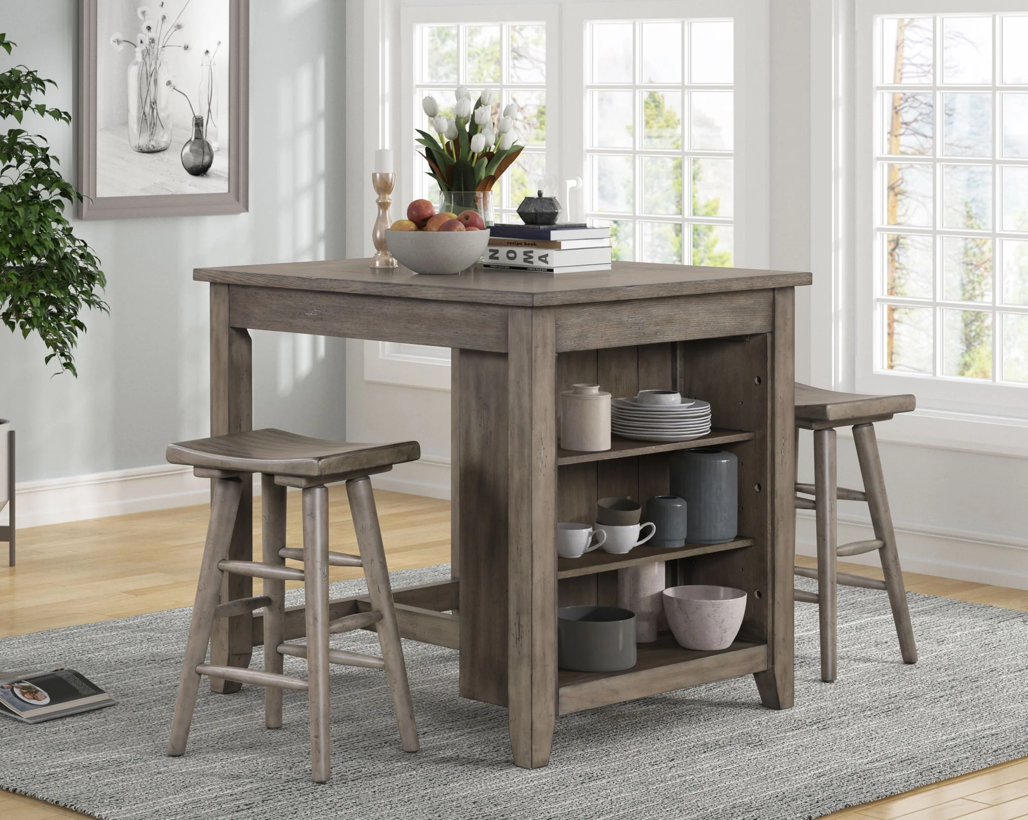 Hartford - Storage End Gathering Table - Rustic - Image 2