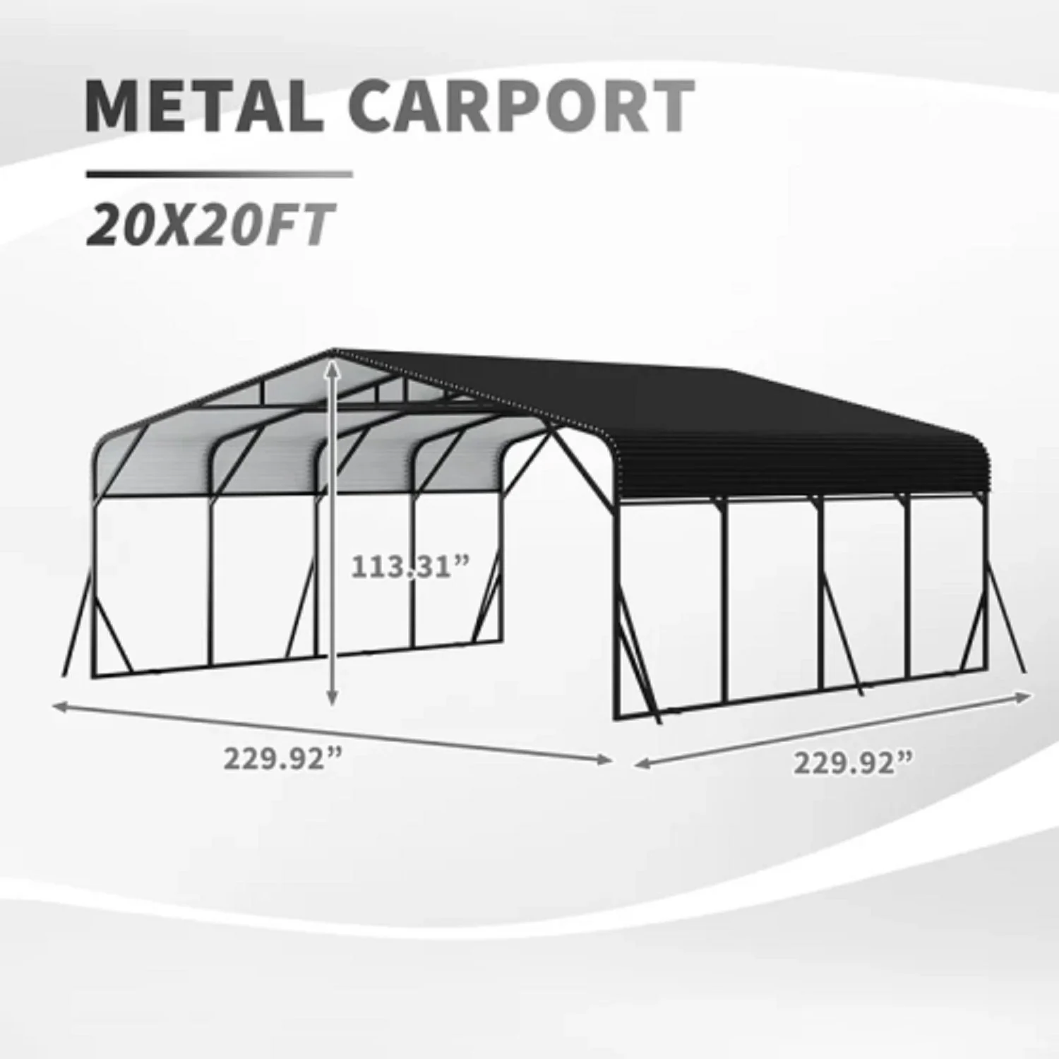 Heavy Duty Carport, All Weather Shelter - Black - Image 5