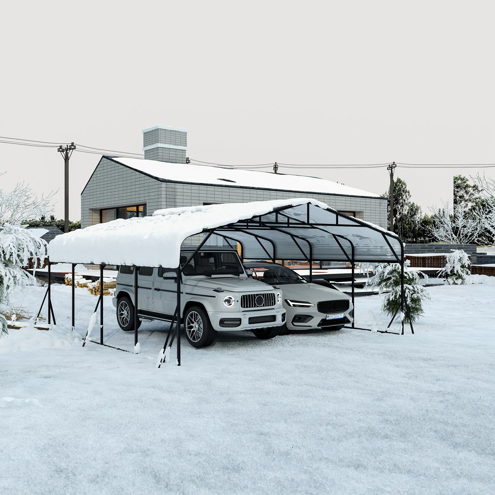 Heavy Duty Carport, All Weather Shelter - Black - Image 6