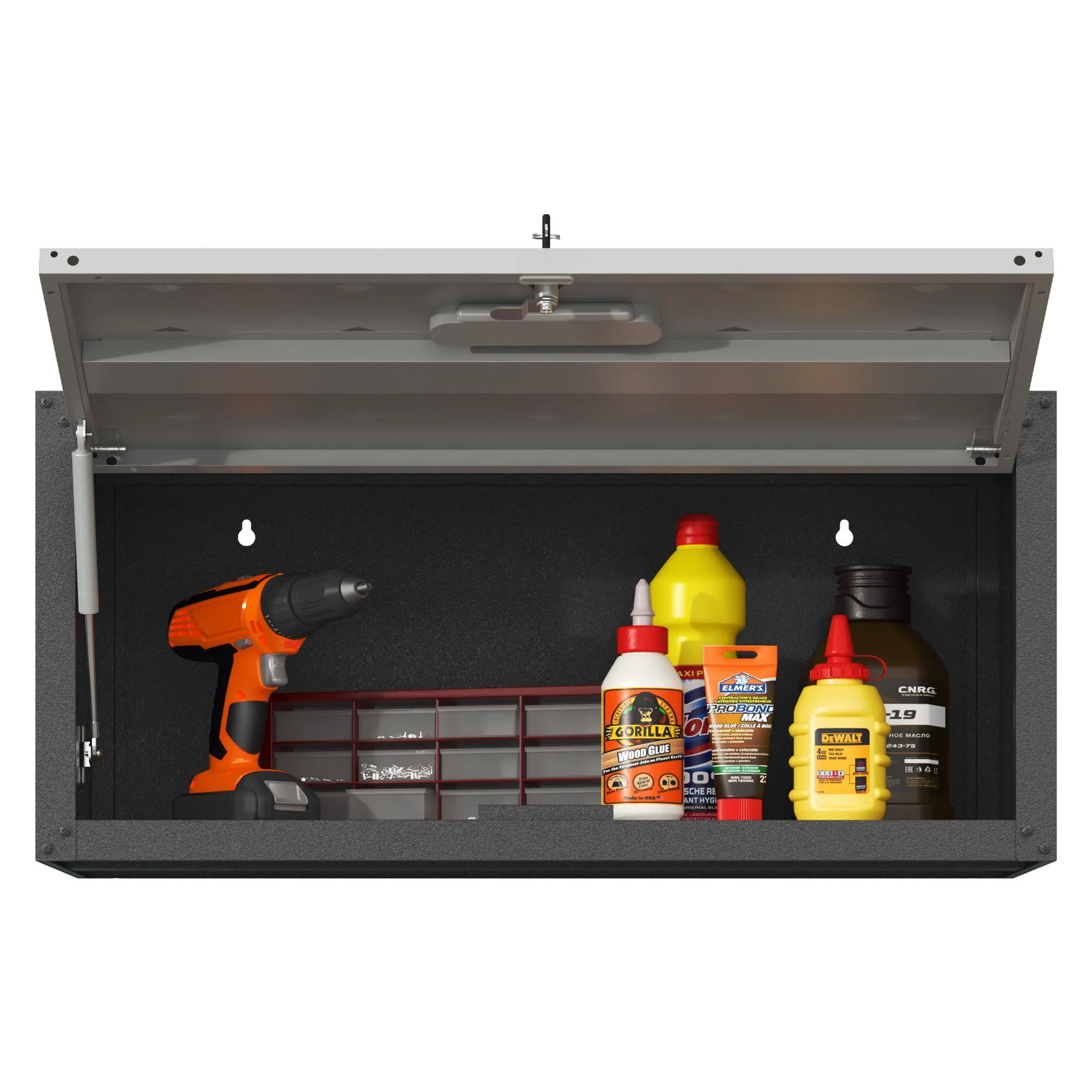 Heavy Duty Metal Wall Mounted Tool Storage Cabinet Steel Metal Garage Storage Cabinet - Black / Gray - Image 8