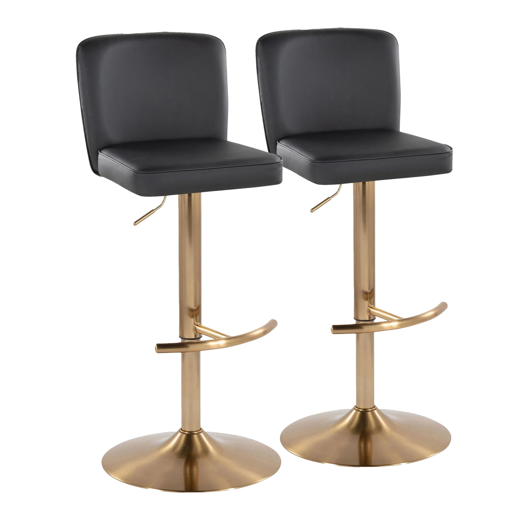 Henry - Contemporary Adjustable Barstool With Swivel With Rounded T Footrest (Set of 2) - Image 2