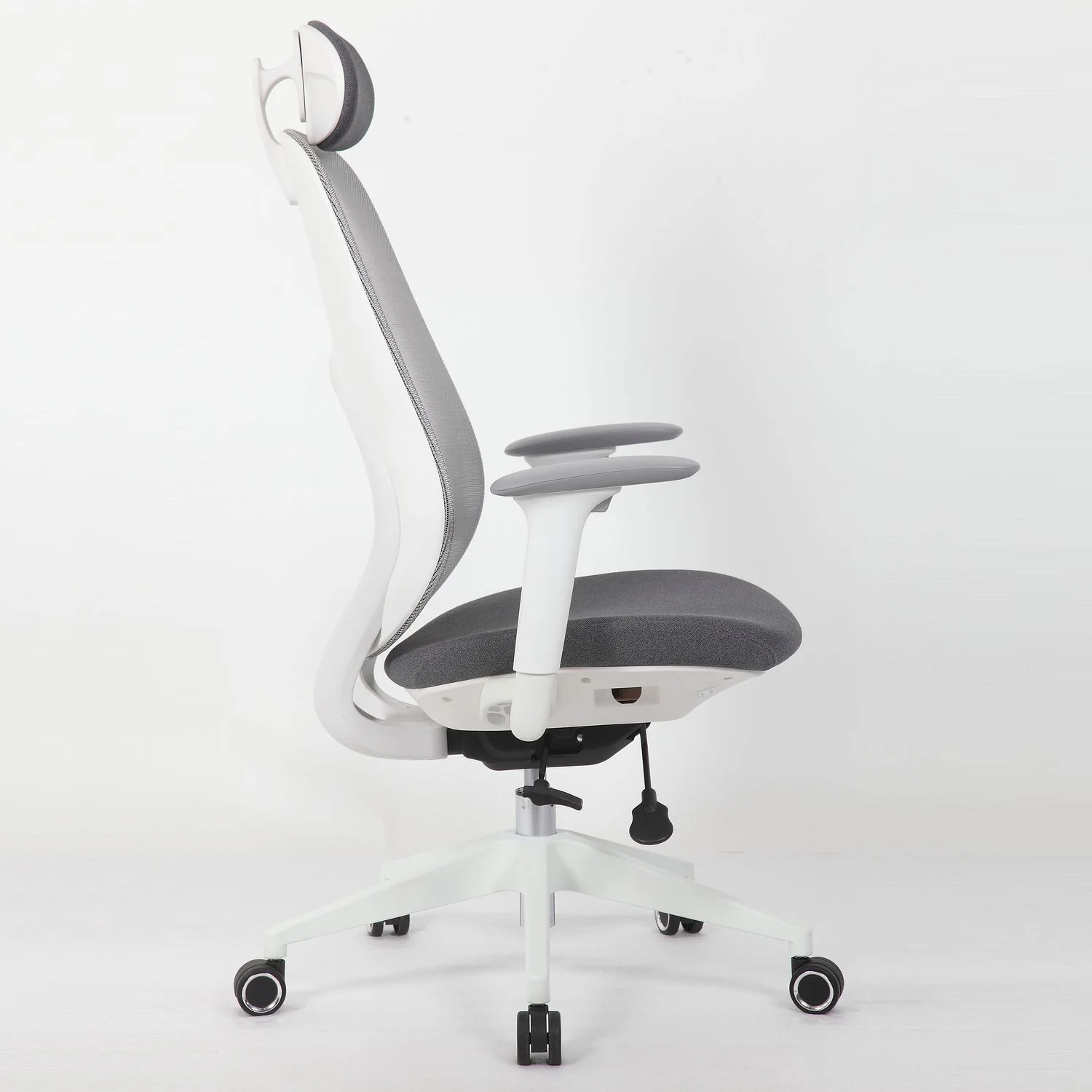 High Back Swivel Desk Chair With Height Adjustable Backrest, 3 Tilt Lock & Rotatable Headrest - Milk White - Image 2