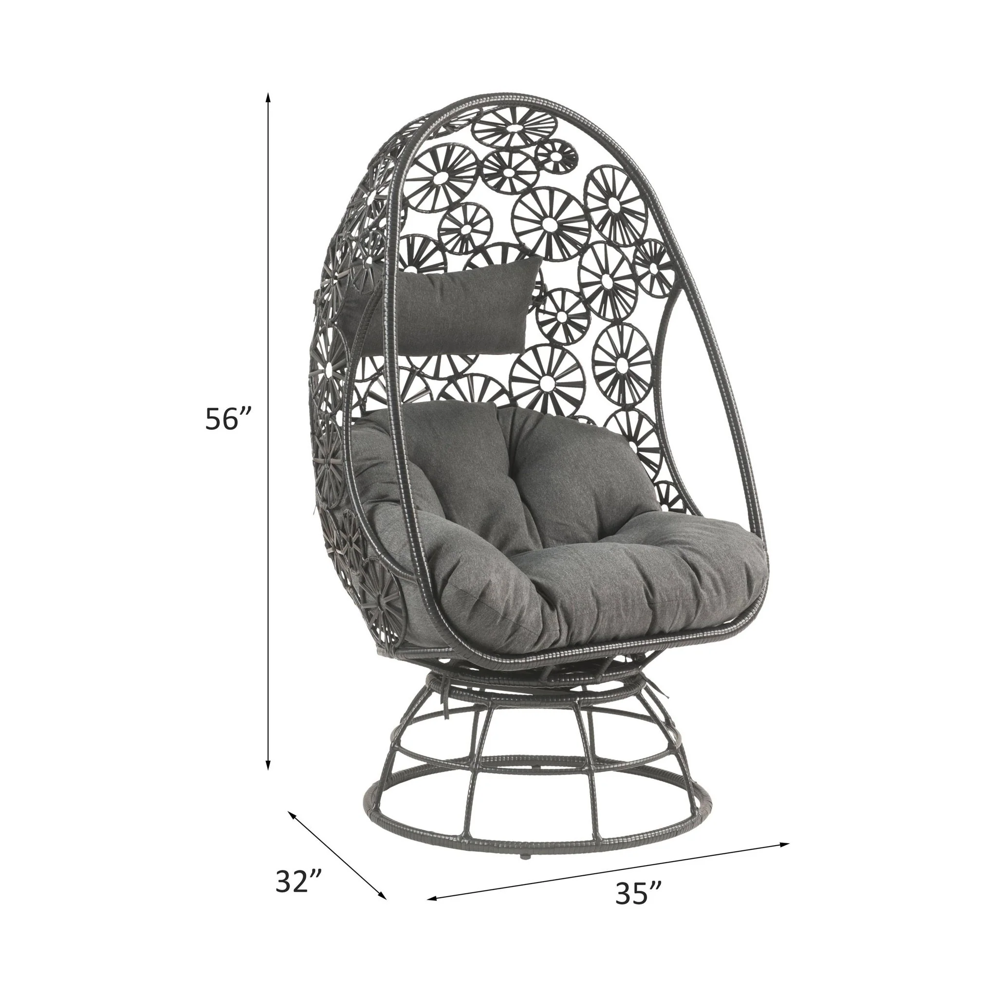 Hikre - Patio Lounge Chair & Side Table - Black / Charcoal - Image 5