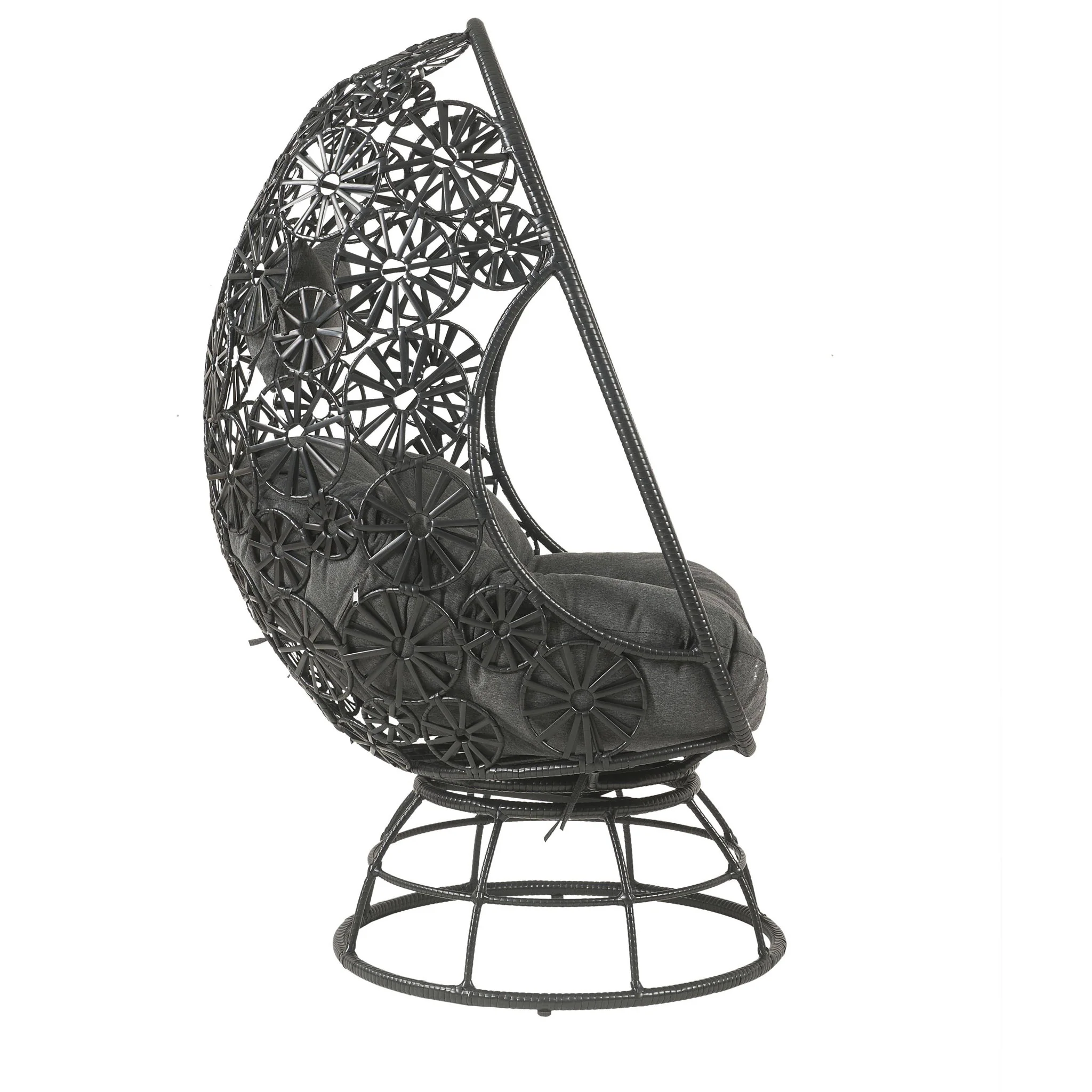 Hikre - Patio Lounge Chair & Side Table - Black / Charcoal - Image 8