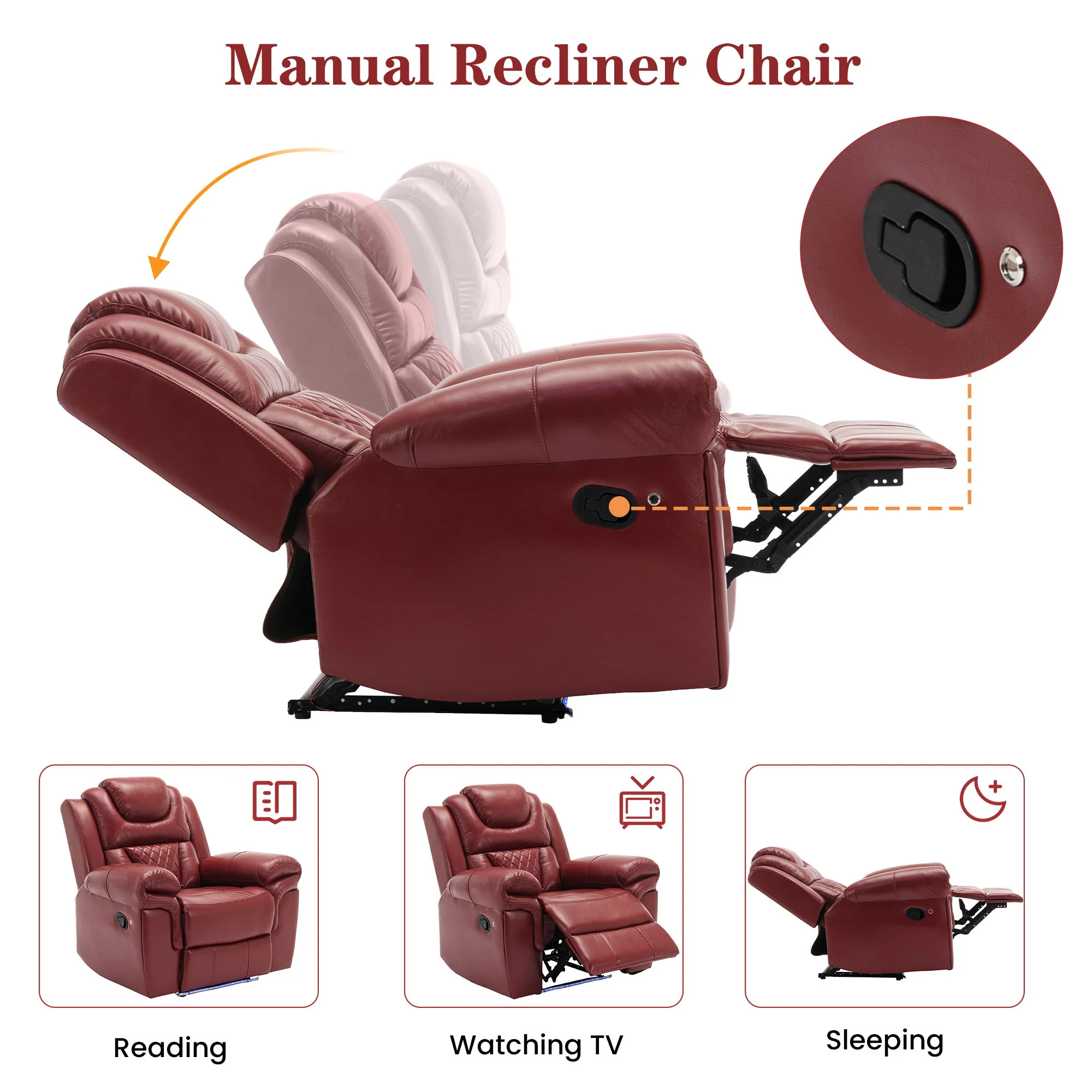 Home Theater Seating Manual Recliner Chair With Led Light Strip For Living Room - Image 12