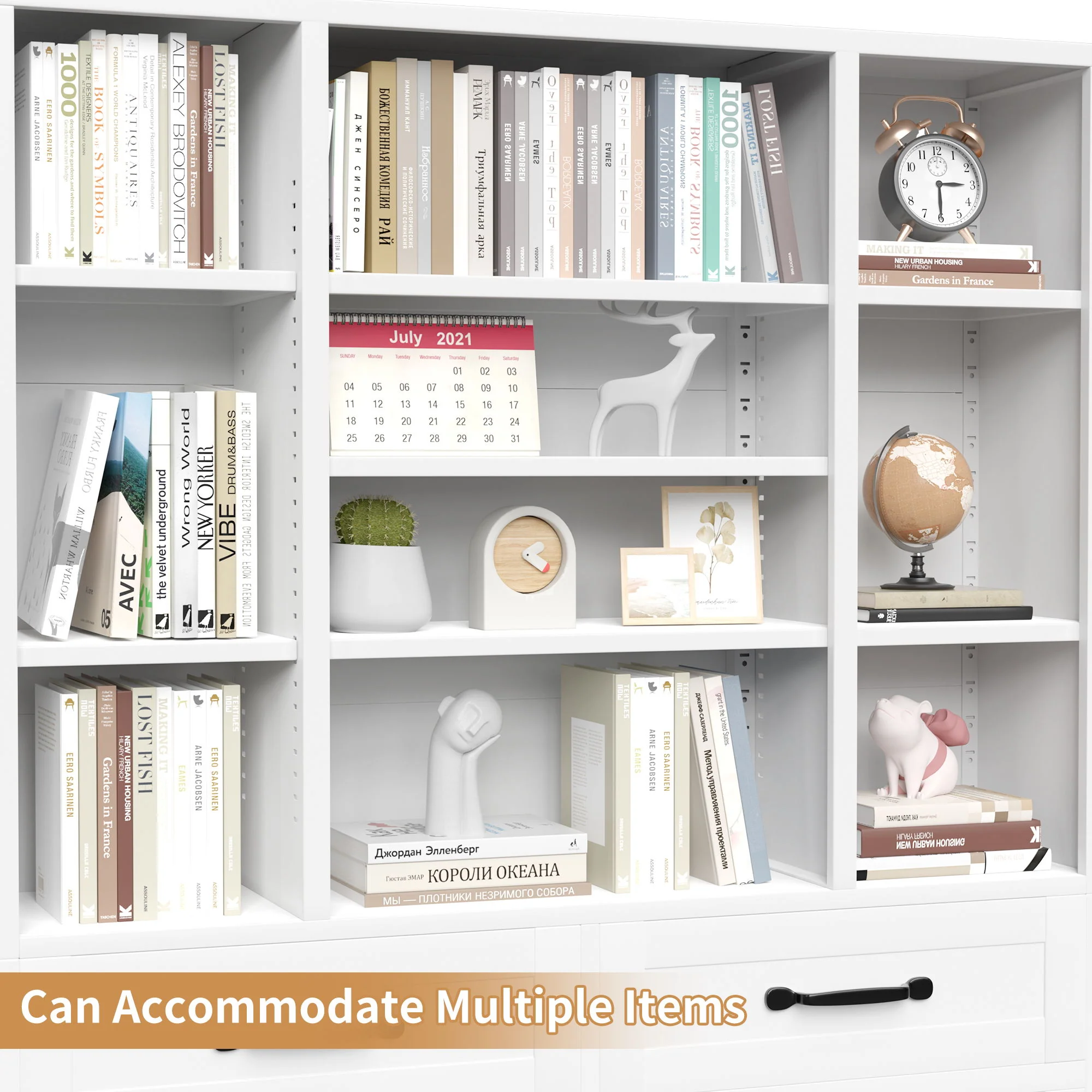 Industrial Bookcase Tall With Adjustable Shelves, Drawers & Doors - Image 9