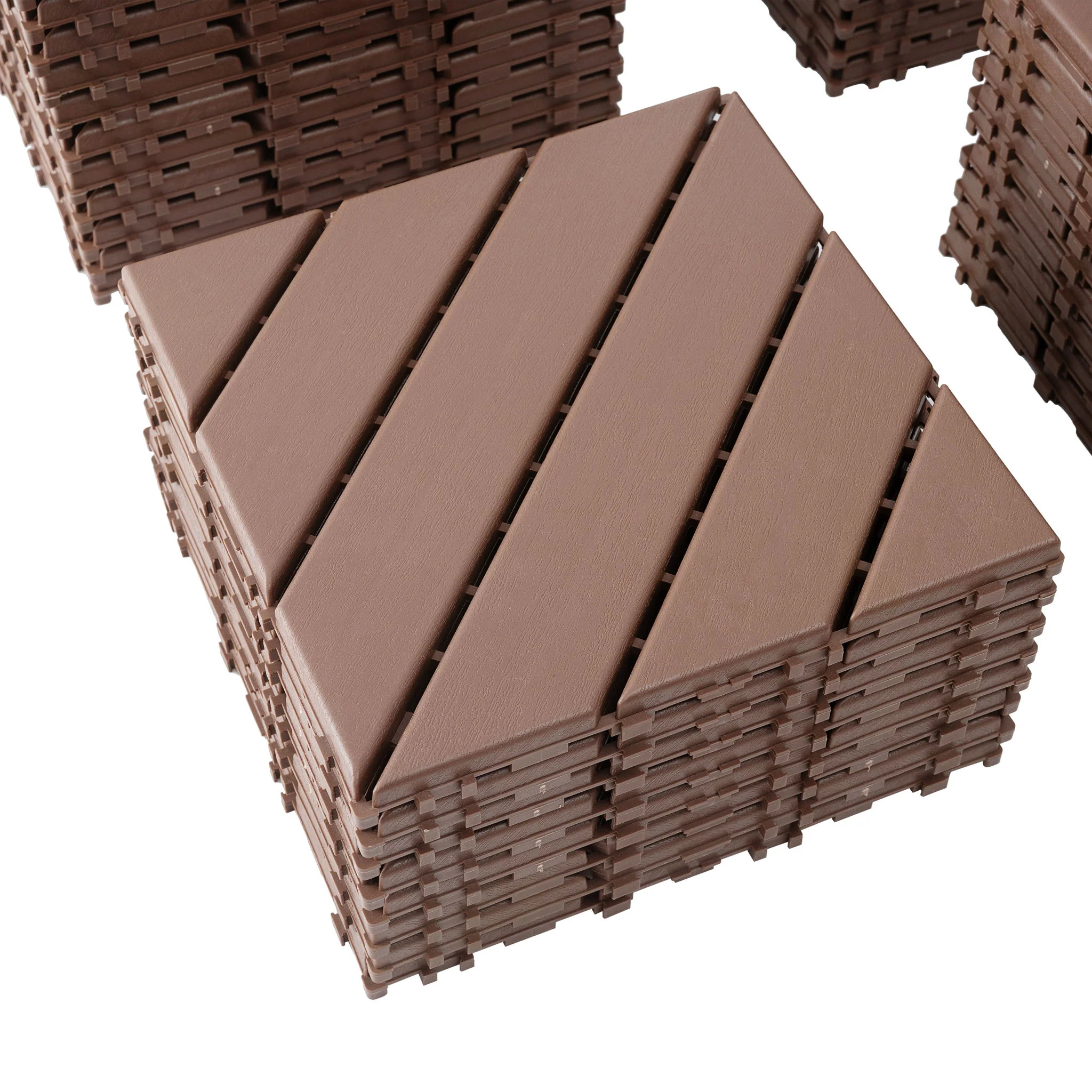 Interlocking Deck Waterproof Outdoor Patio Tiles (Set of 44) - Brown - Image 7