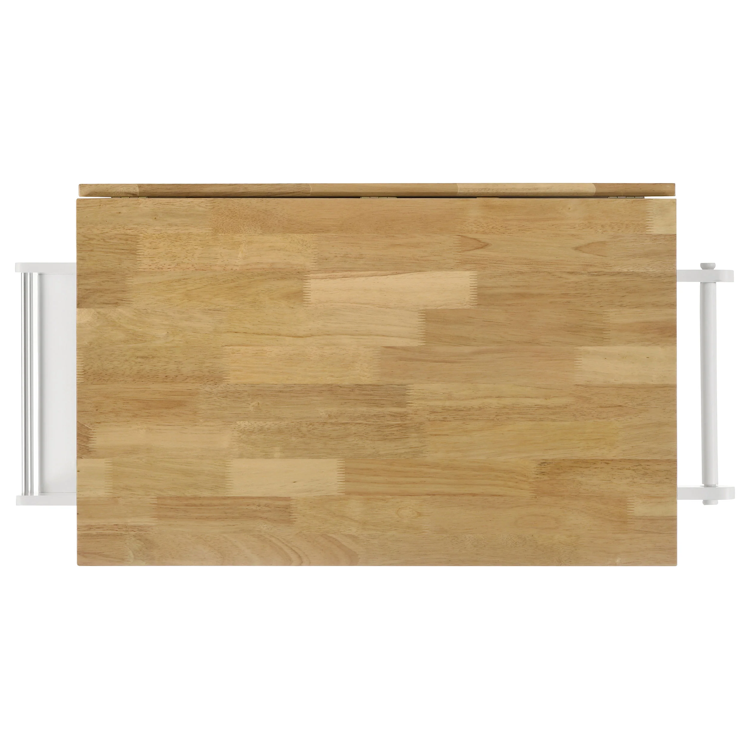 Jalen 3-Door Mobile Kitchen Cart Natural Brown and White - Image 7