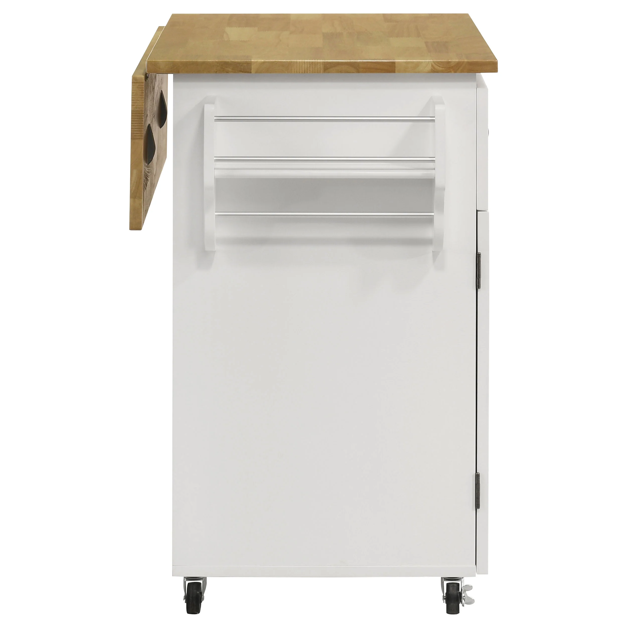 Jalen 3-Door Mobile Kitchen Cart Natural Brown and White - Image 9