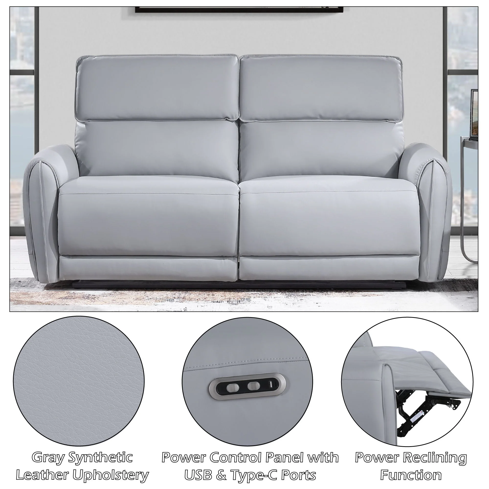 Jeromie - Power Motion Sofa With USB Port - Gray - Image 7