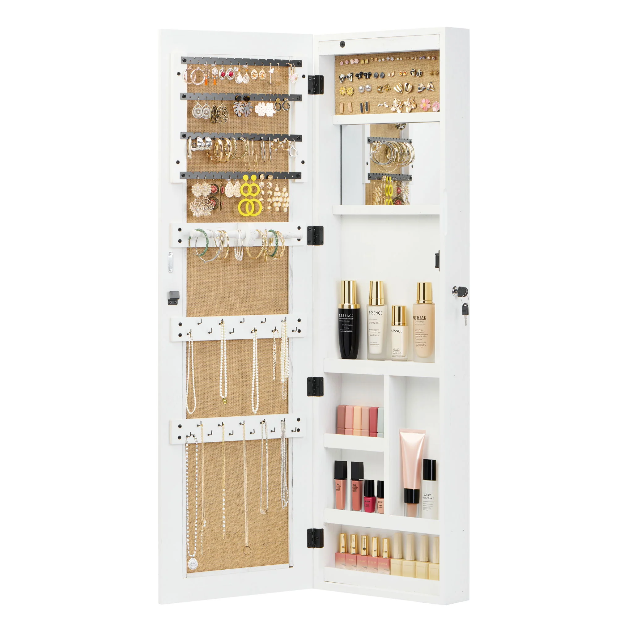 Jewelry Armoire Organizer With Full Length Mirror, Wall Mounted Lockable Cabinet With LED Light - Image 22