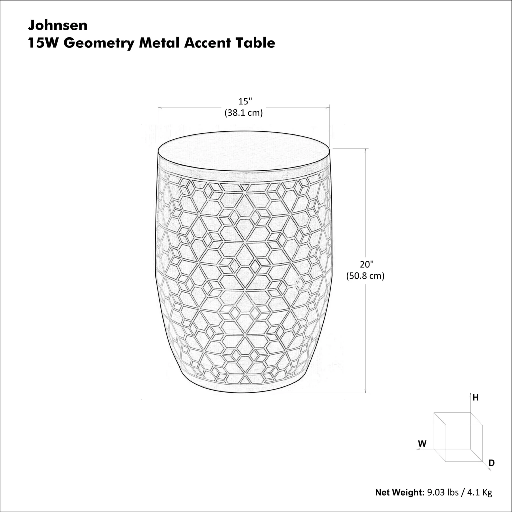 Johnsen - Geometric Pattern Accent Table - Antique Silver - Image 5