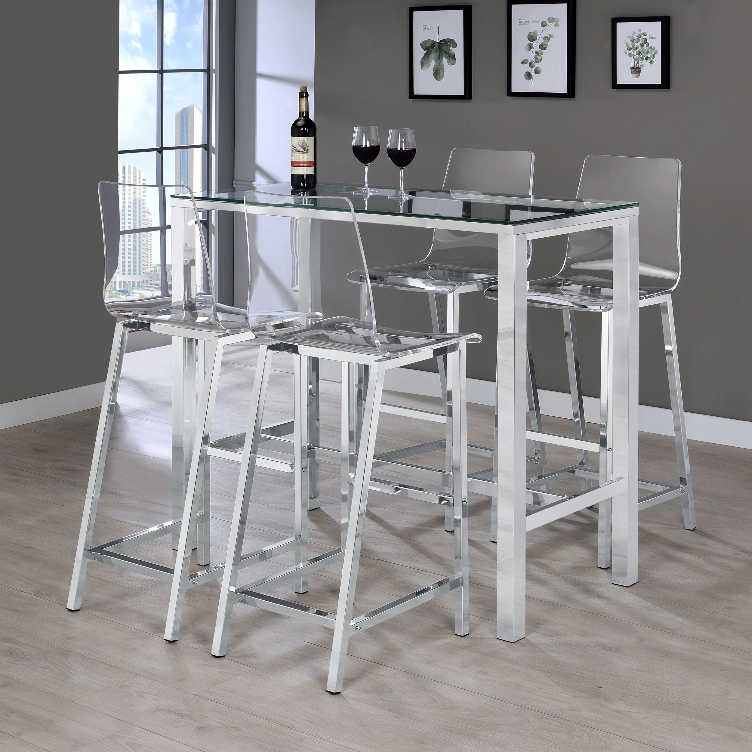 Juelia Clear Acrylic Bar Chair Chrome, Set of 2 - Image 12