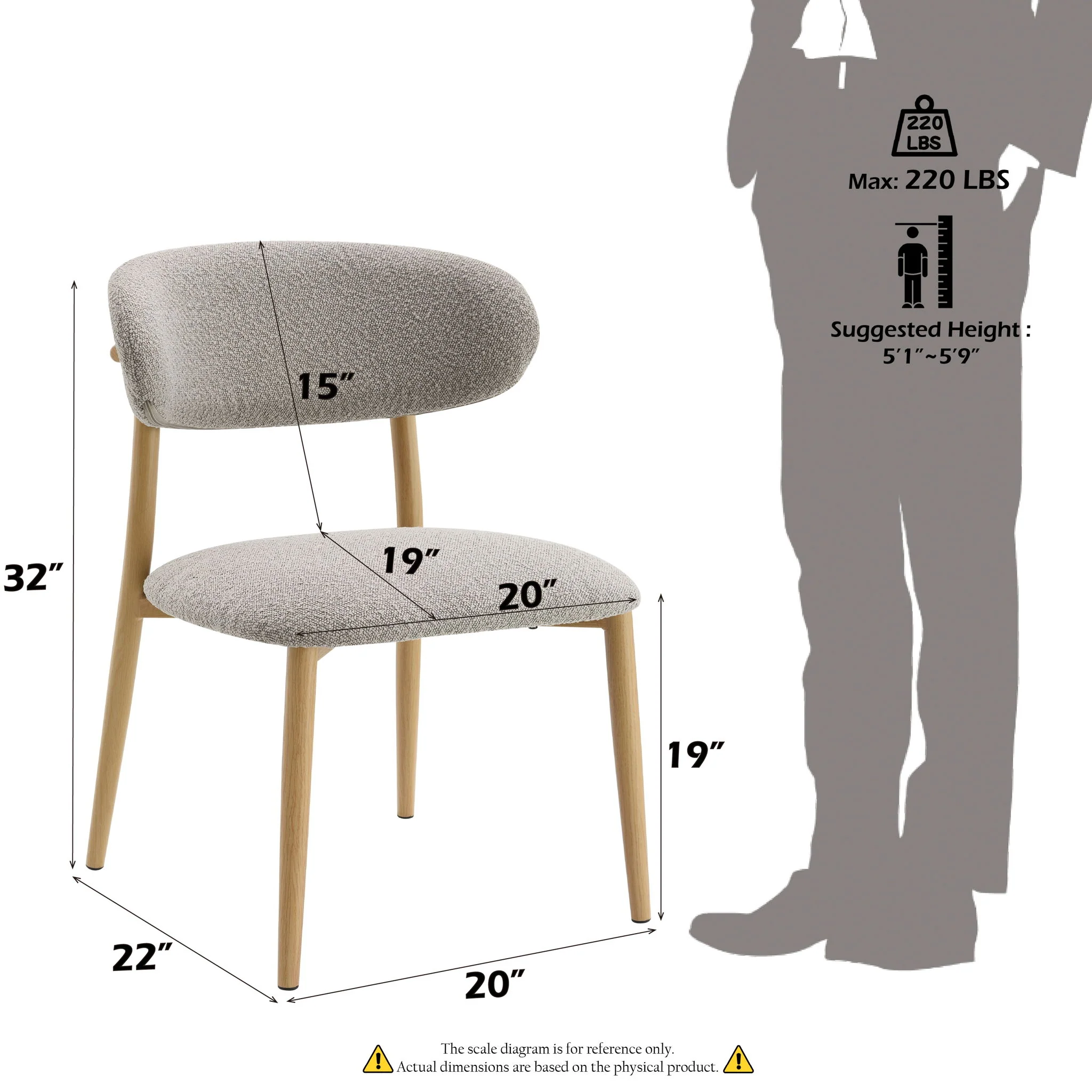 Kacey - Boucle Side Chair (Set of 2) - Gray - Image 4