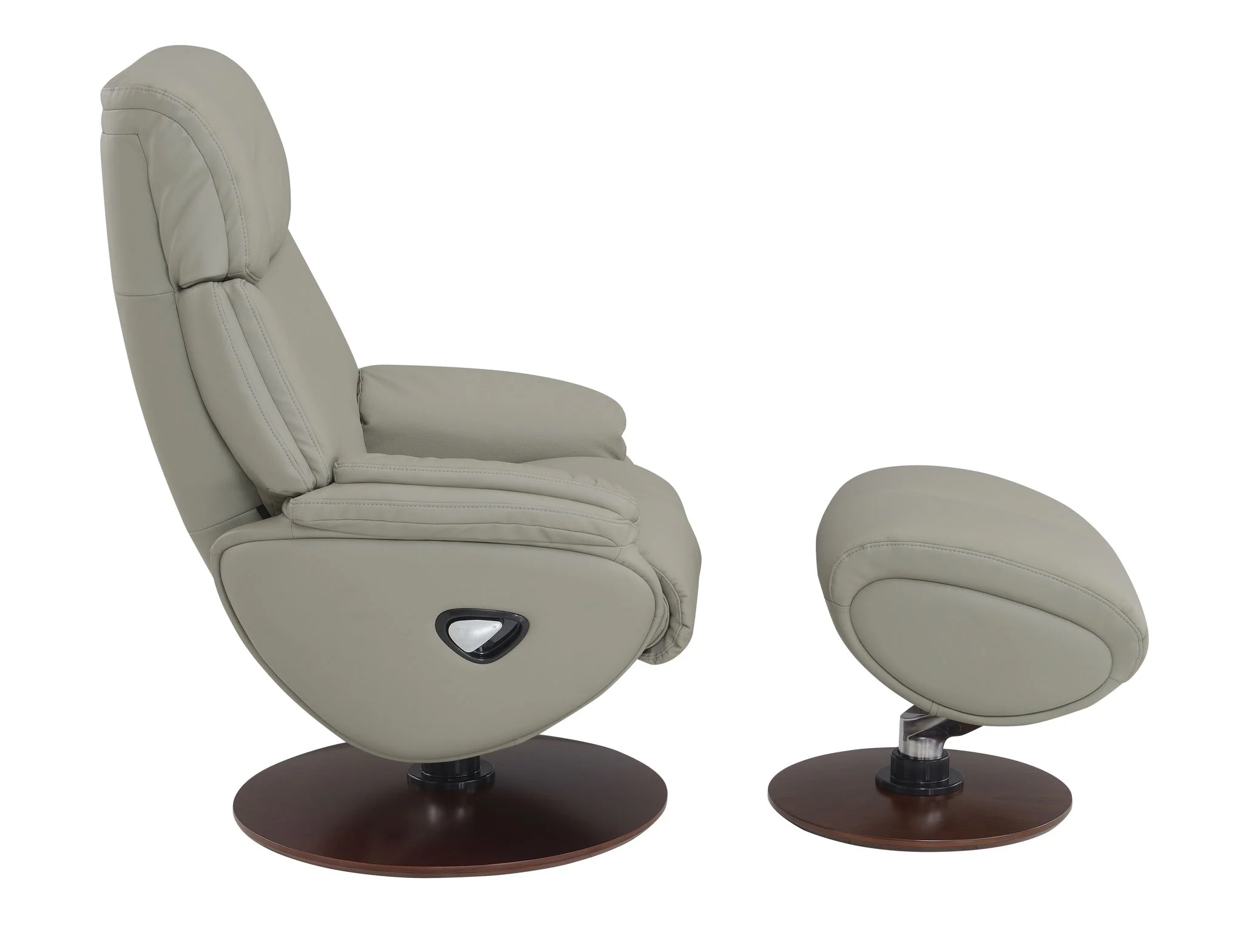 Kandoro - Top Grain Leather Accent Chair With Swivel & Ottoman - Gray - Image 3