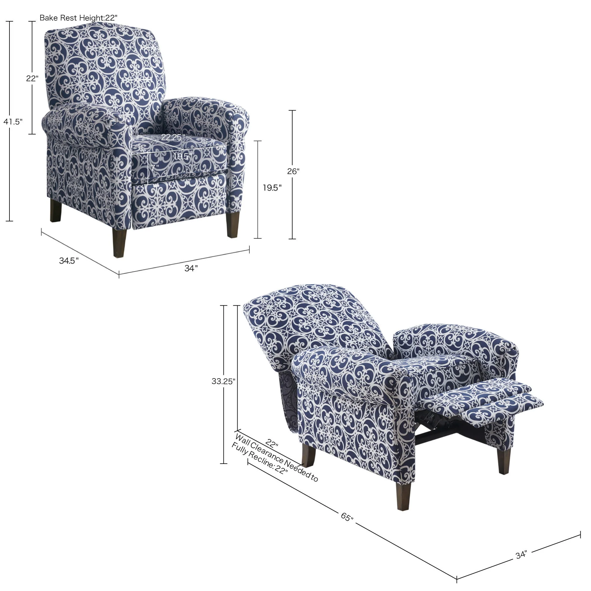 Kirby - Transitional Push Back Recliner Chair - Image 15