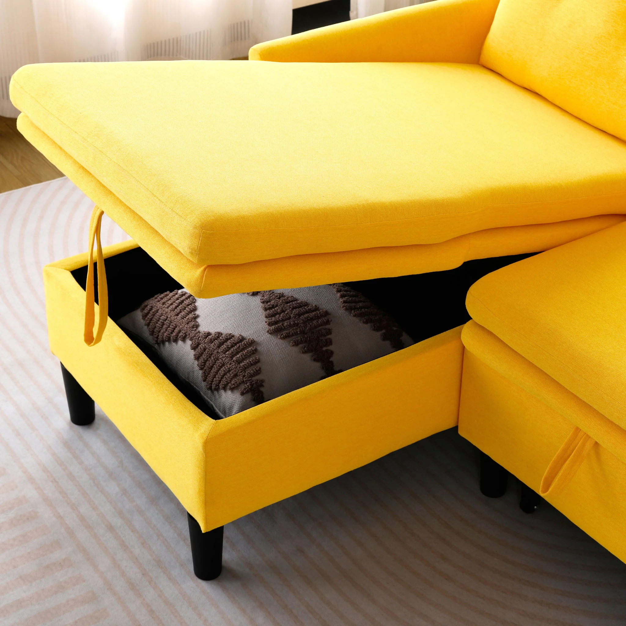 L-Shaped Reversible Chaise Sectional Sofa With Storage - Image 15