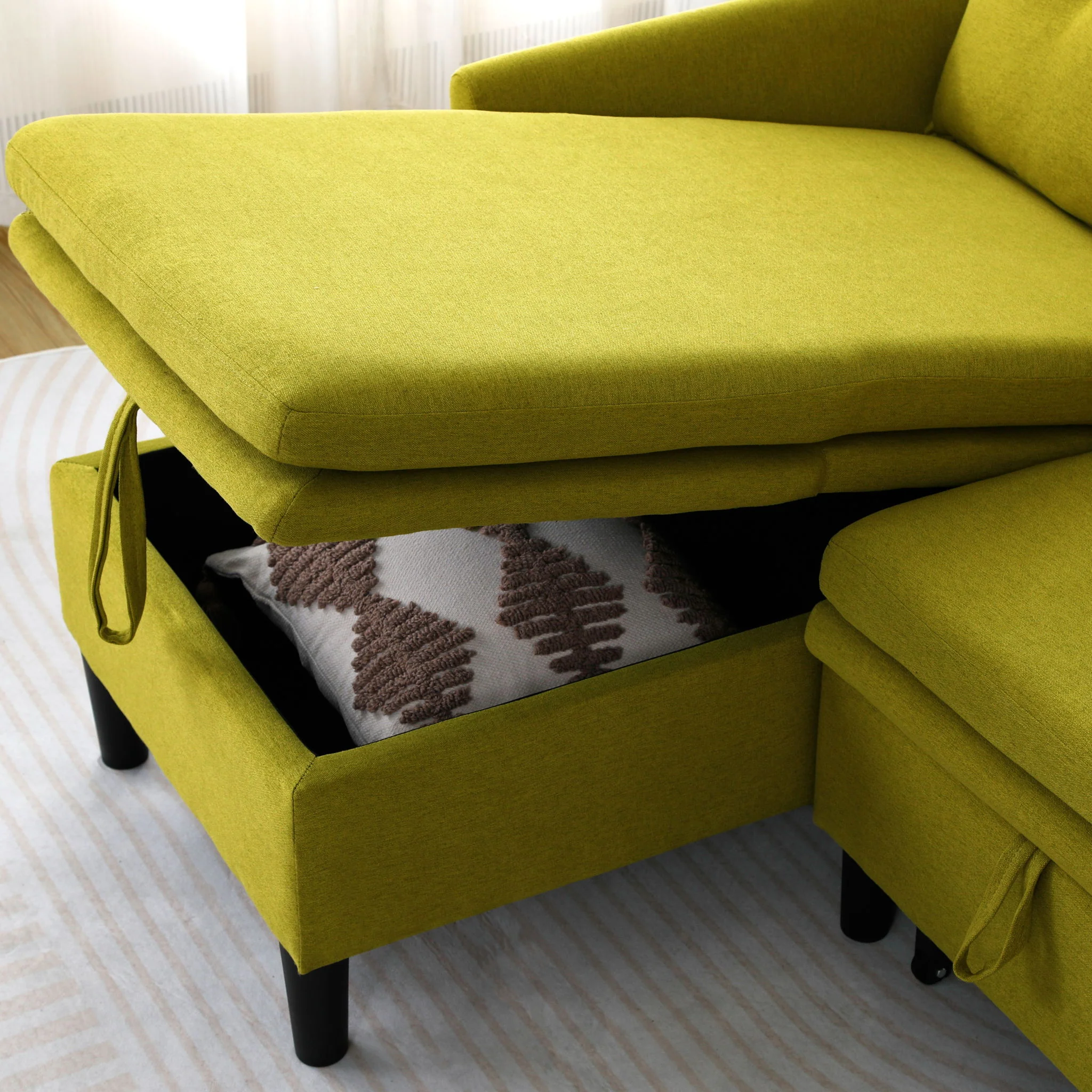 L-Shaped Reversible Chaise Sectional Sofa With Storage - Image 17