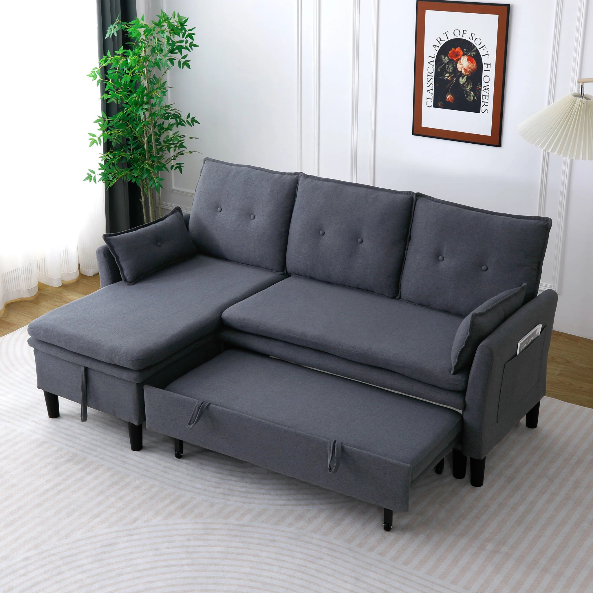 L-Shaped Reversible Chaise Sectional Sofa With Storage - Image 28
