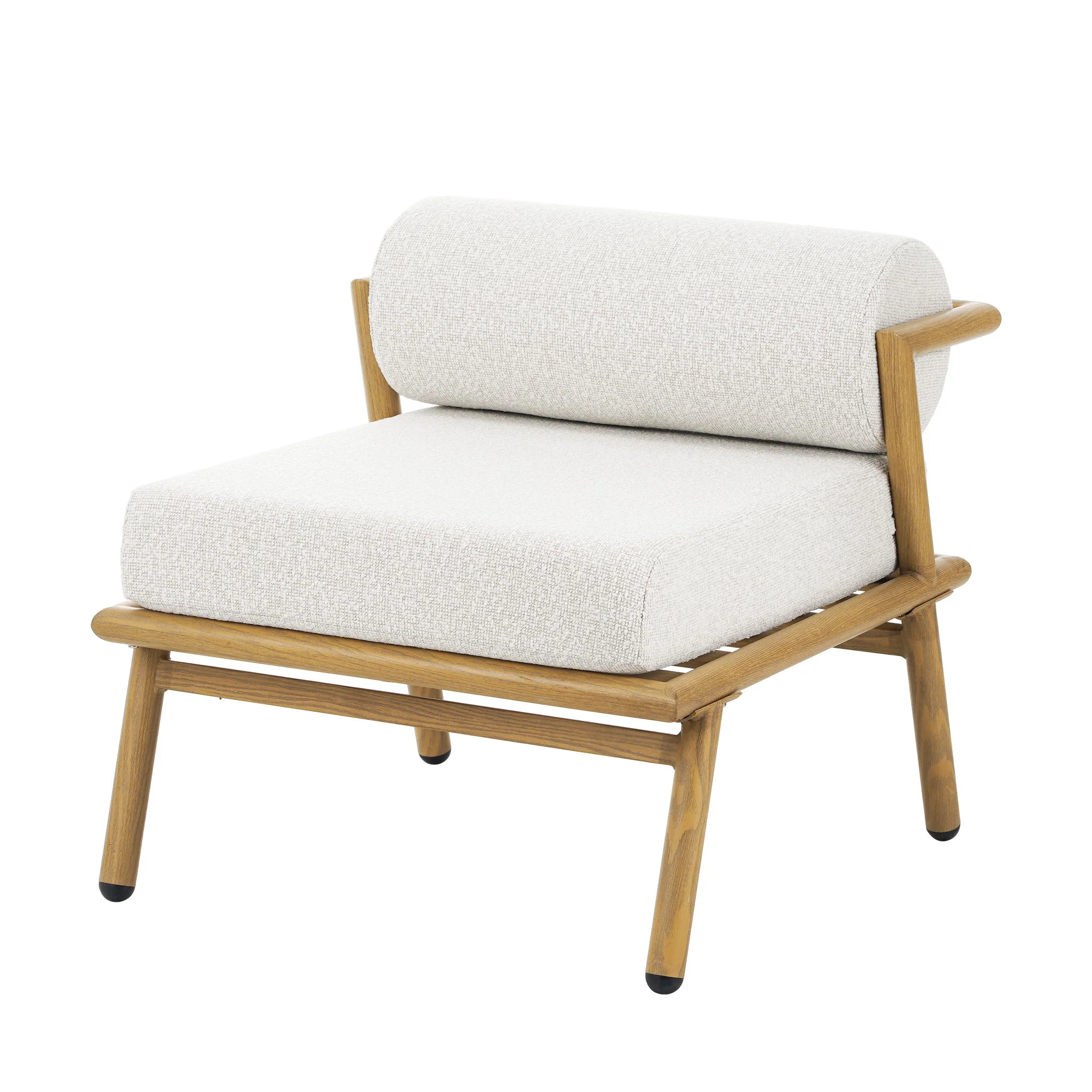 La Fiora - Outdoor Patio Iron Club Chair (Set of 2) - Off White / Teak - Image 7