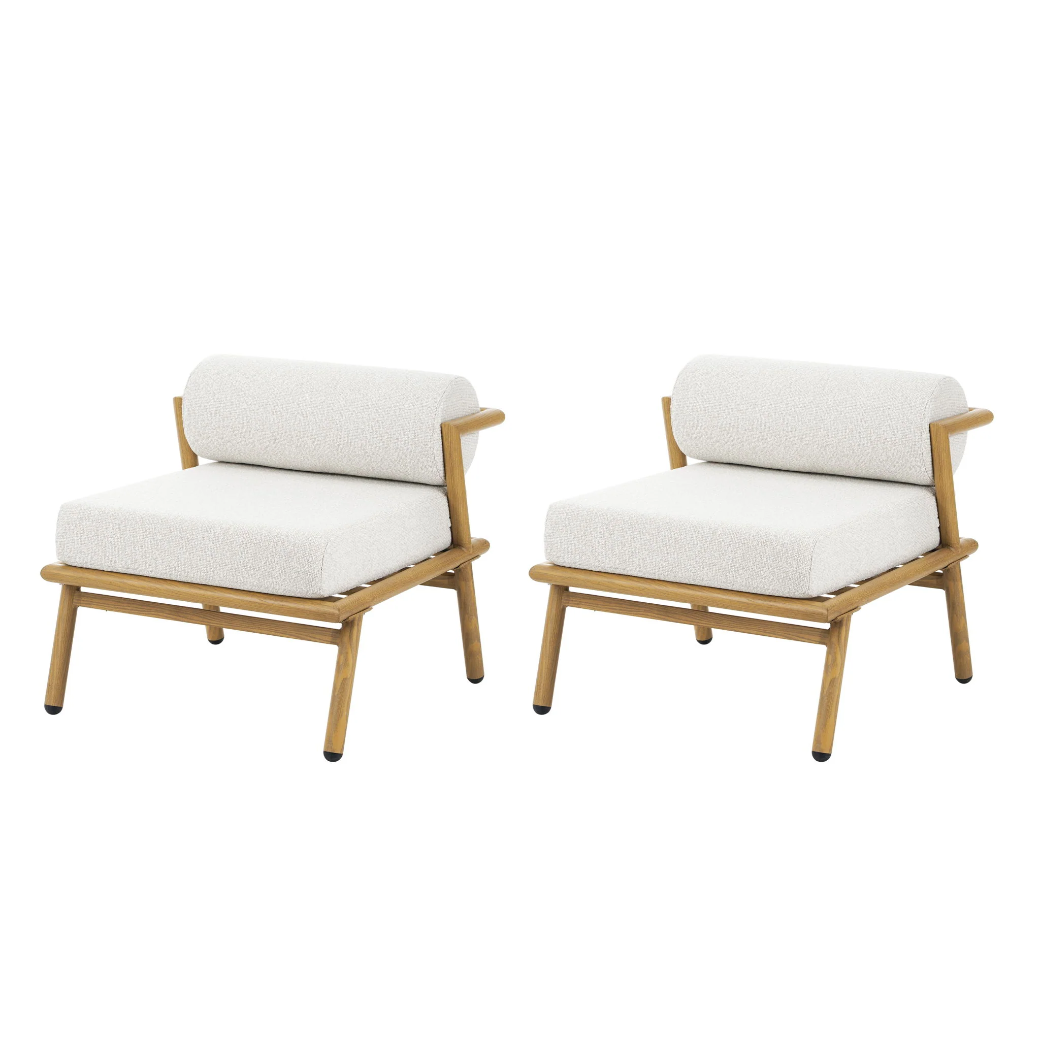 La Fiora - Outdoor Patio Iron Club Chair (Set of 2) - Off White / Teak - Image 8