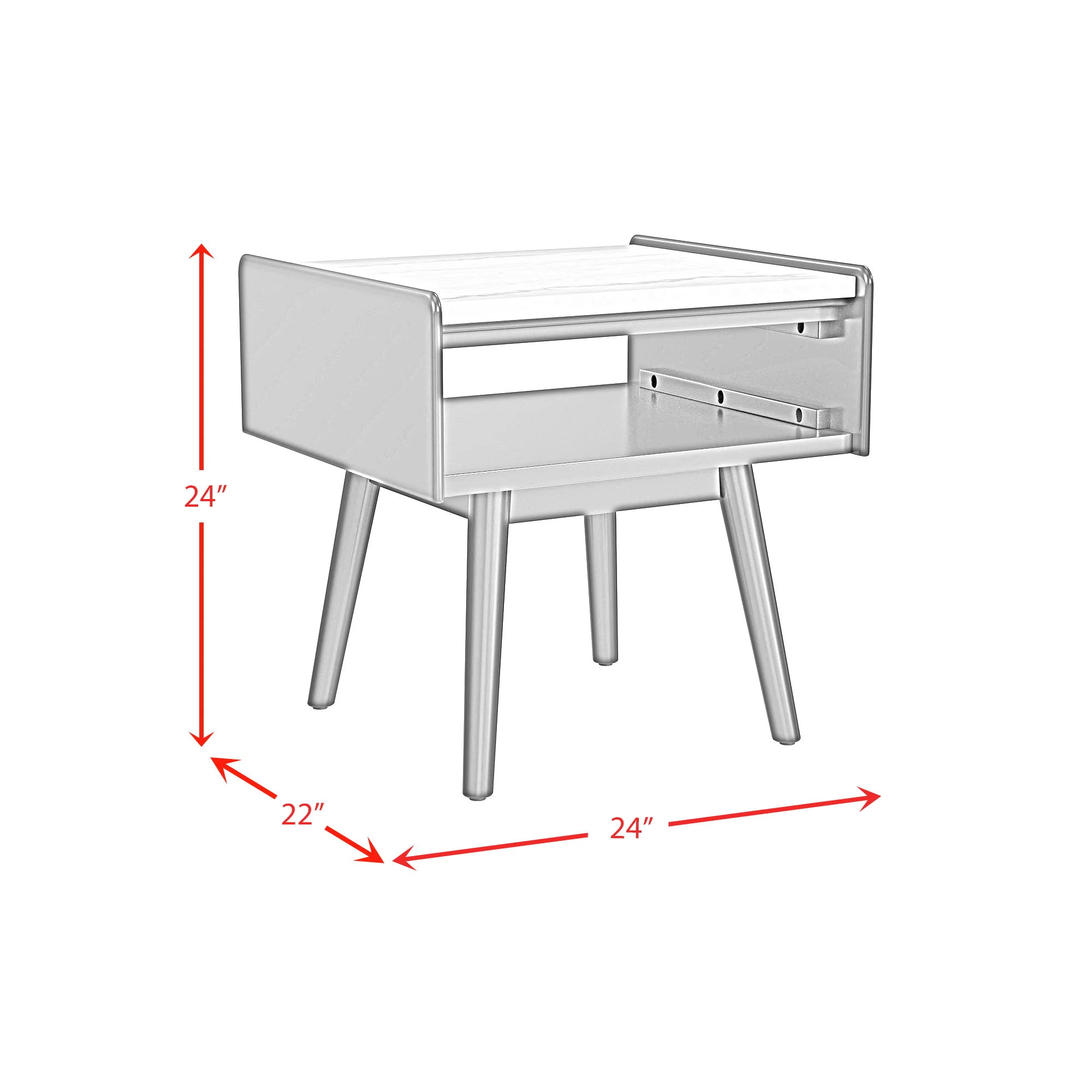 Lanette - End Table With White Marble Top - Black - Image 4