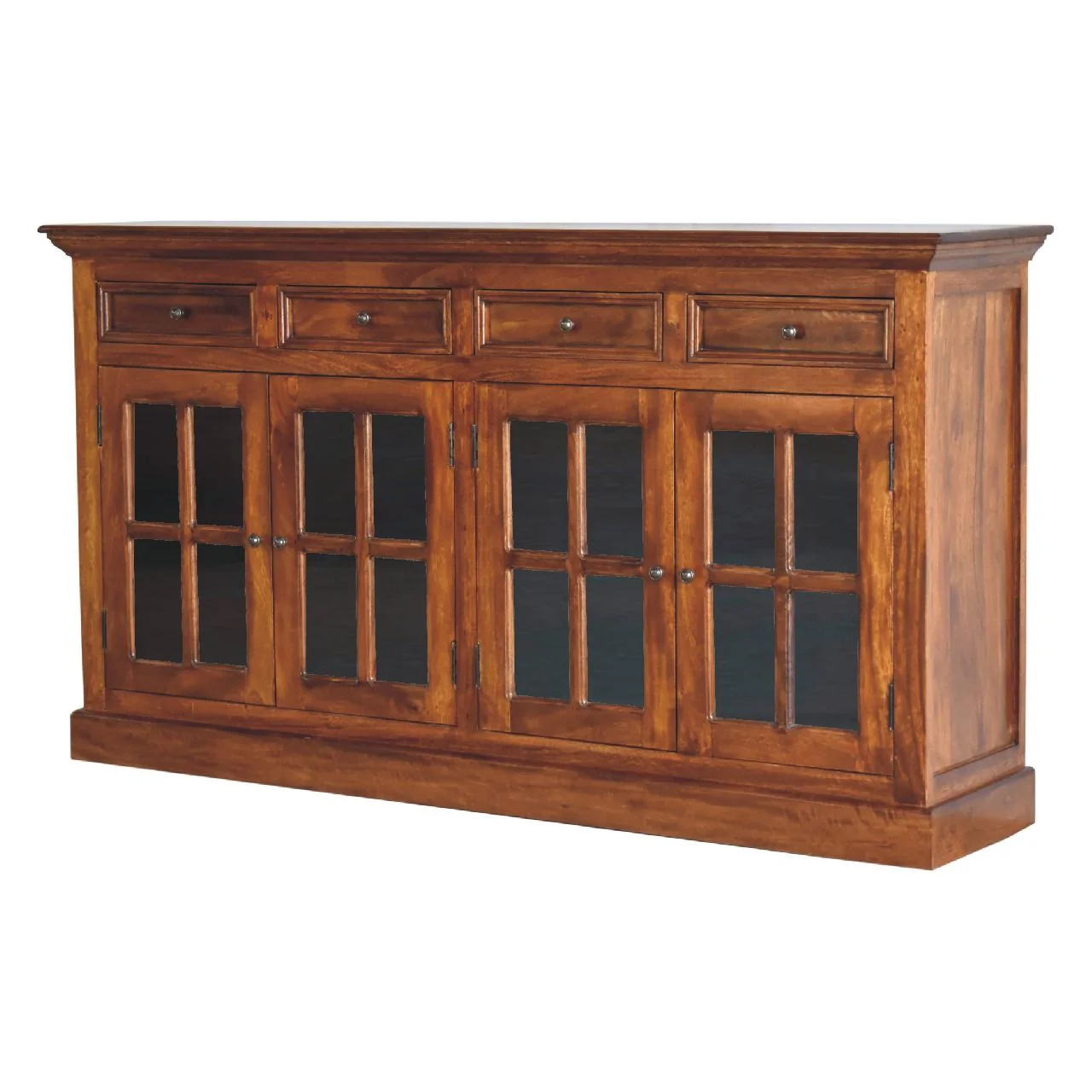 Large Glazed Sideboard Buffet Cabinet Storage Unit Solid Wood 65x35in - Image 3