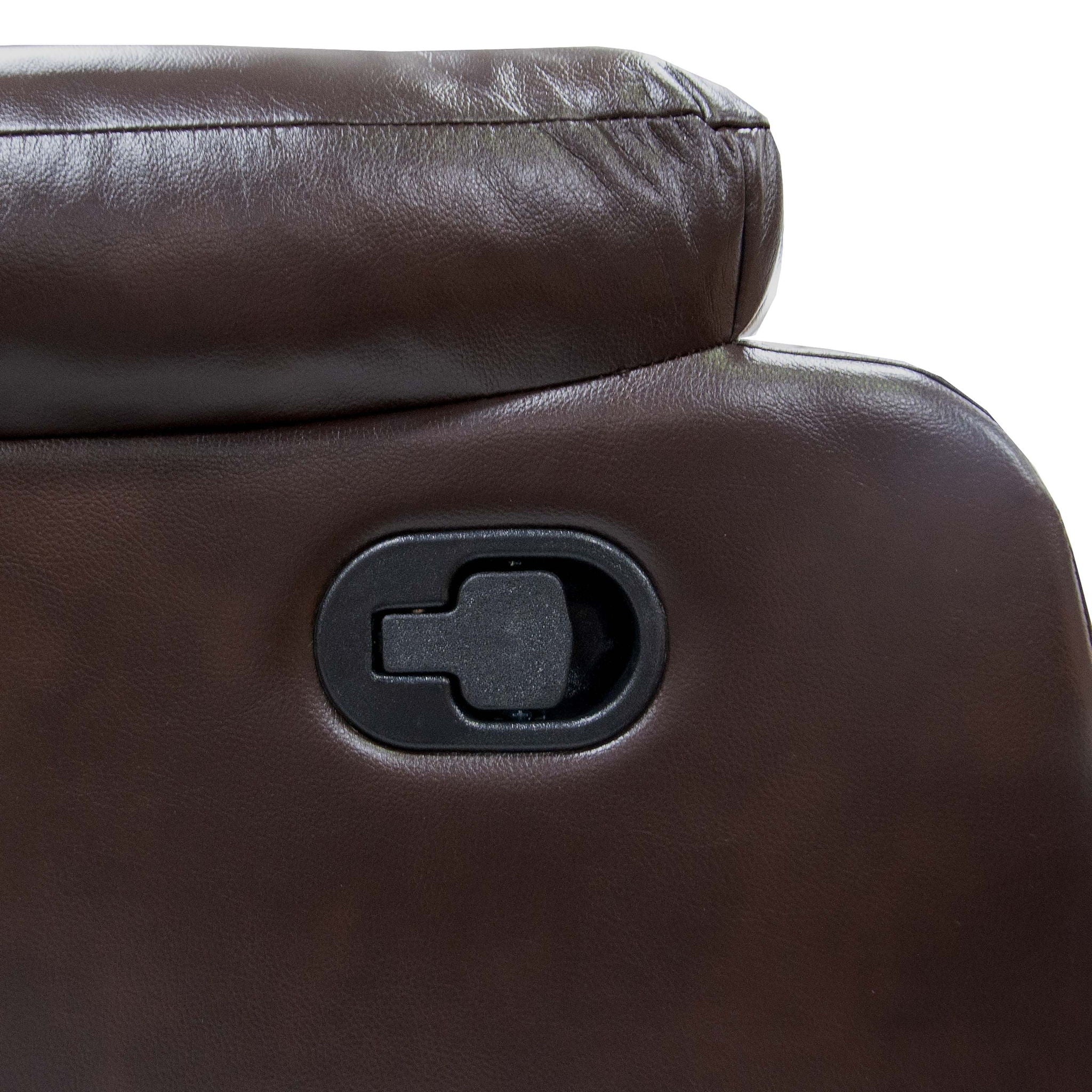 Leatherette Recliner With Pillow Arms And Headrest For Living Room - Brown - Image 8