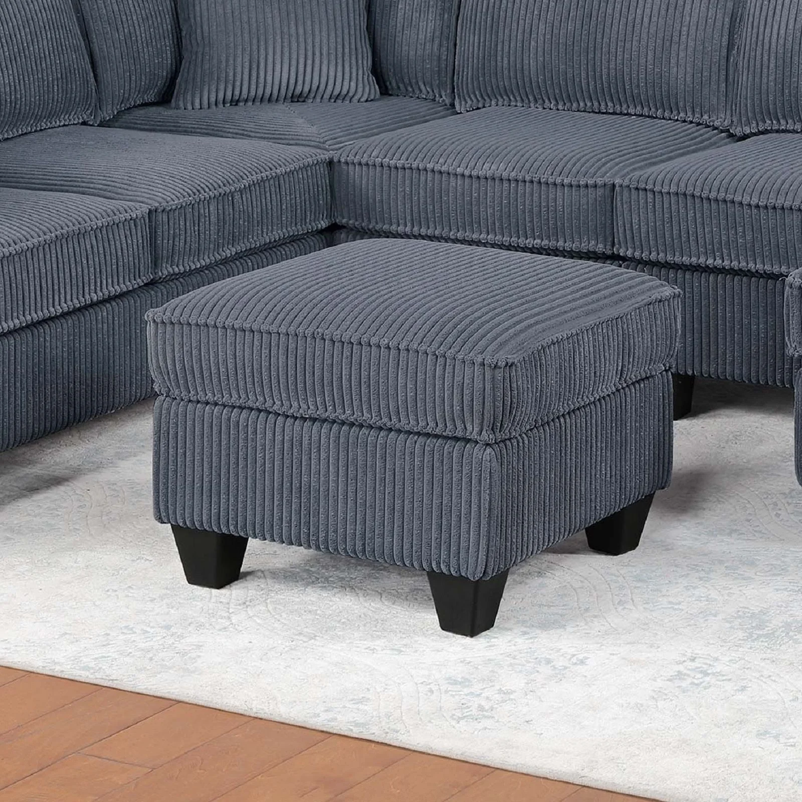 Left Arm Facing Loveseat With USB Port 5 Piece Sectional Set Corner Wedge Armless Chair Cocktail Ottoman Upholstered Living Room Furniture - Dark Gray - Image 5
