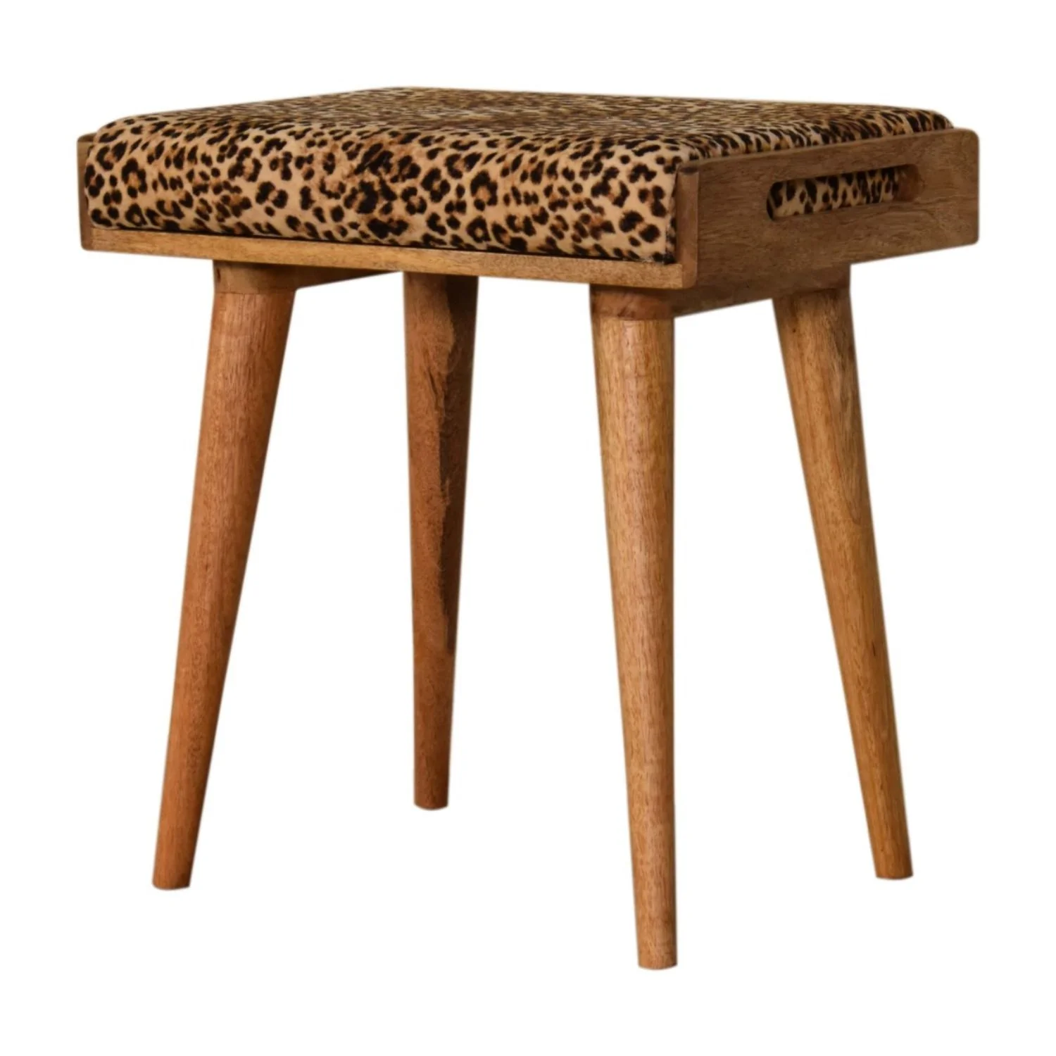 Leopard Tray Style Footstool - Brown Oak - Image 5