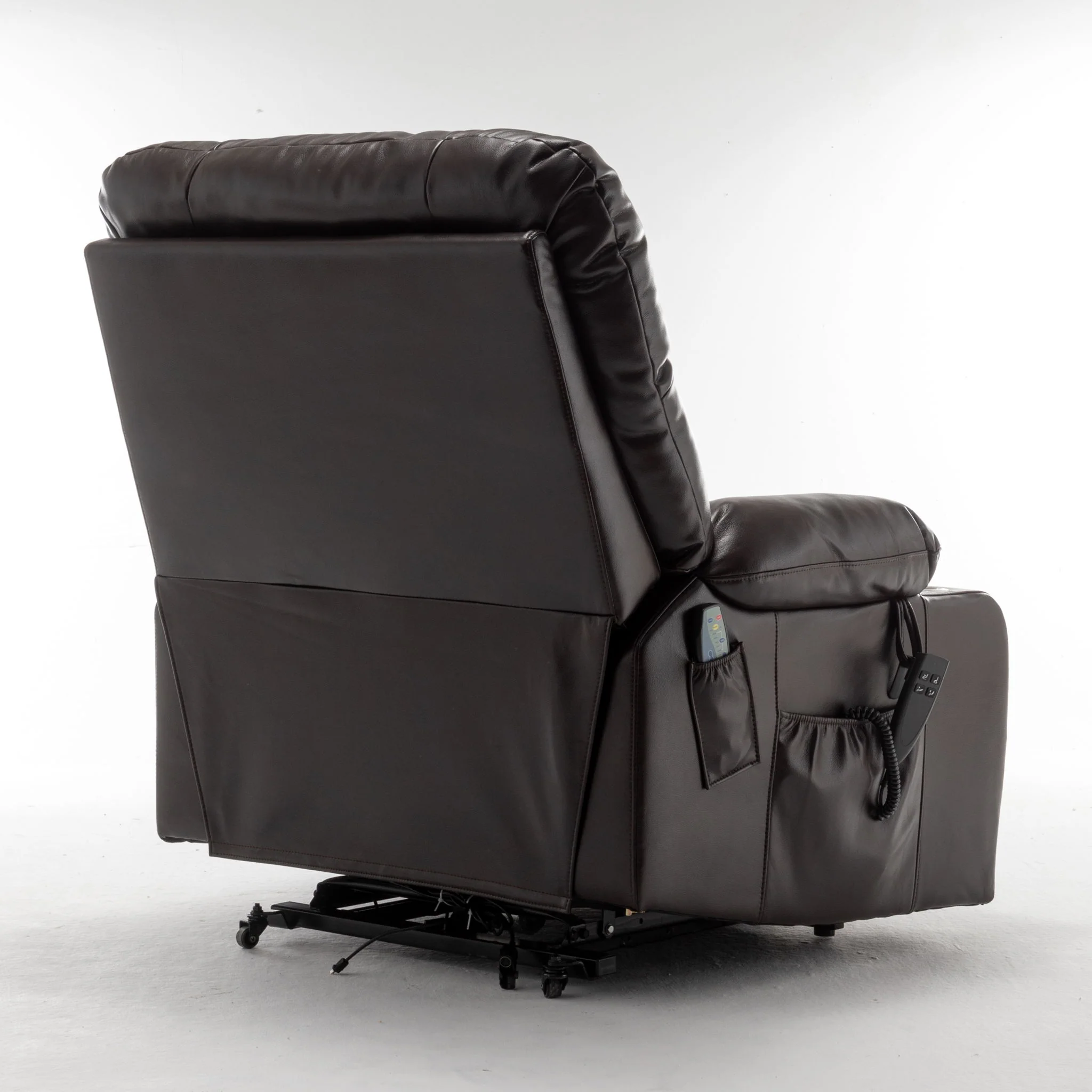Lift Chair With Heat & Massage, 2 Pockets, 2 Cup Holders, Dual Remote - Wine Red - Image 6