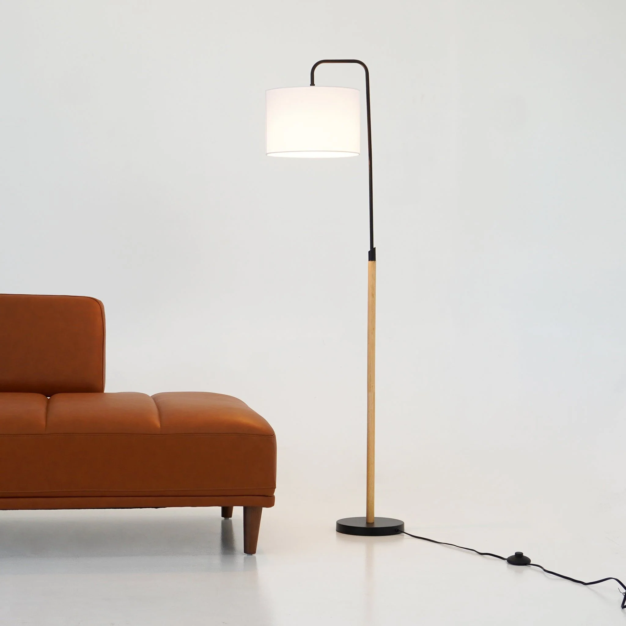 Lior - Arc Floor Lamp With Cylinder Shade - Black - Image 3