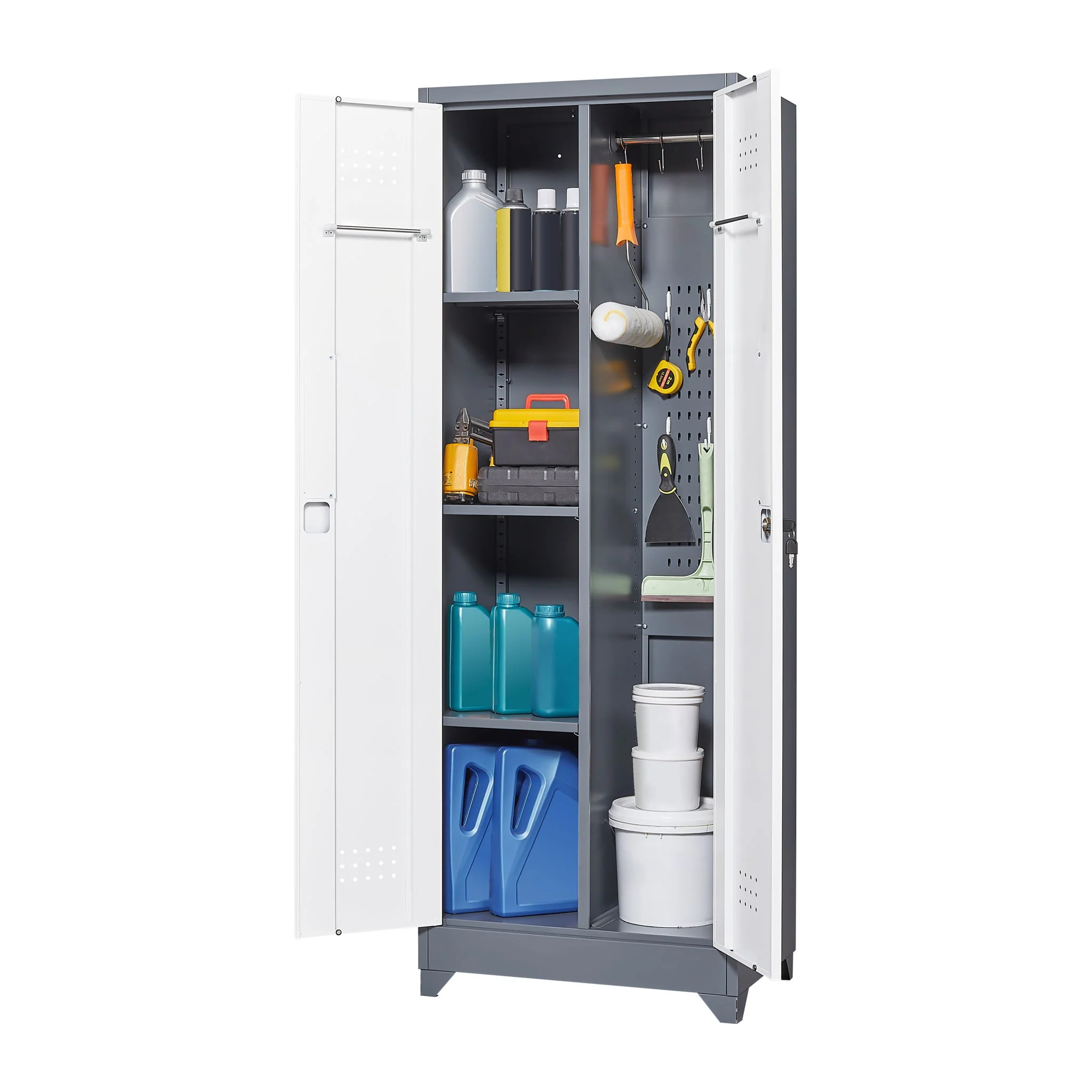 Lockers With Locking Doors, Adjustable Shelves, High Broom Tool Storage Cabinet - Image 14