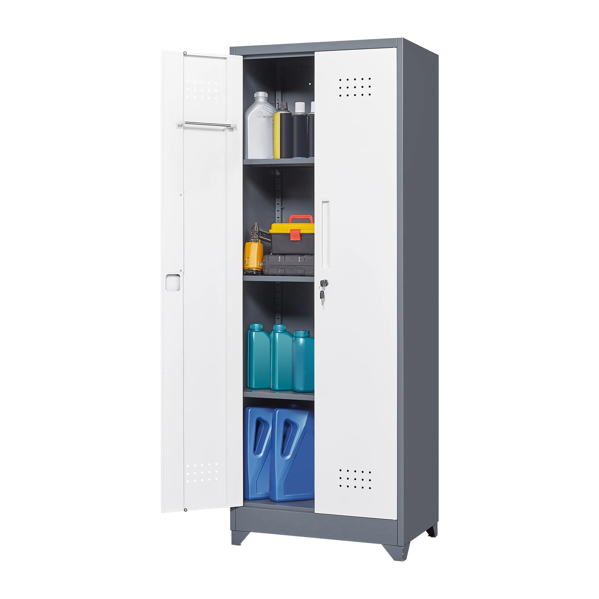 Lockers With Locking Doors, Adjustable Shelves, High Broom Tool Storage Cabinet - Image 18