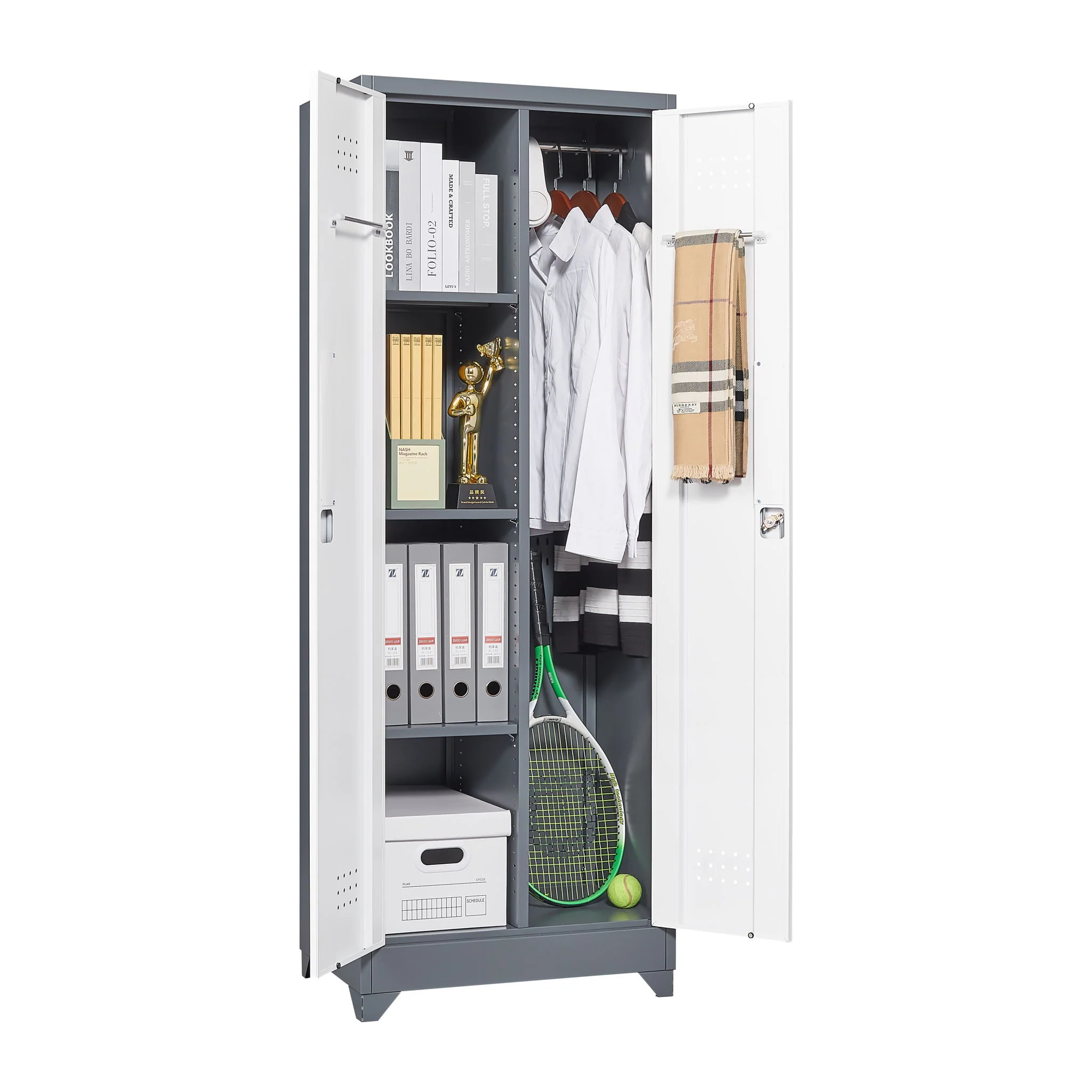 Lockers With Locking Doors, Adjustable Shelves, High Broom Tool Storage Cabinet - Image 8