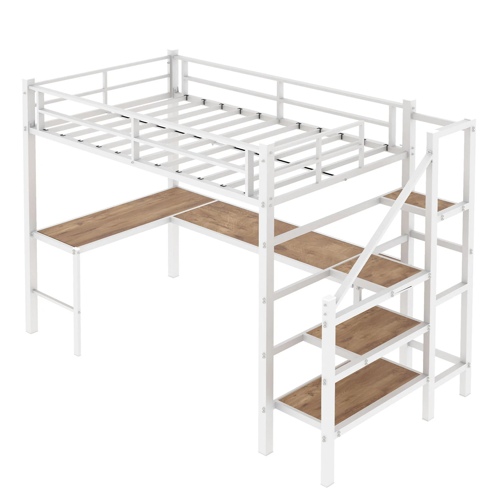Loft Bed & L-Shaped Desk, Large Storage Space - Image 15