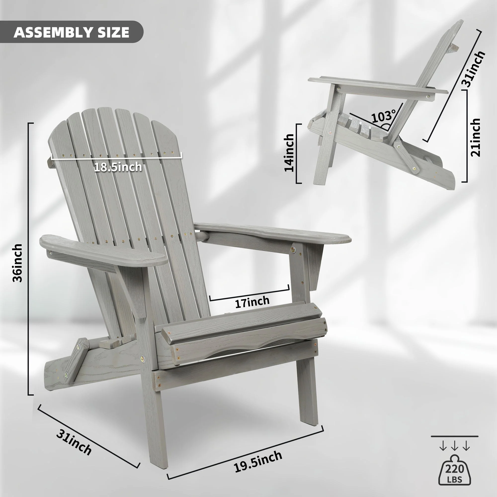 Lounge Patio Chair For Garden Outdoor Wooden Folding Adirondack Chair (Set of 2) Solid Cedar Wood Lounge Patio Chair For Garden - Image 14