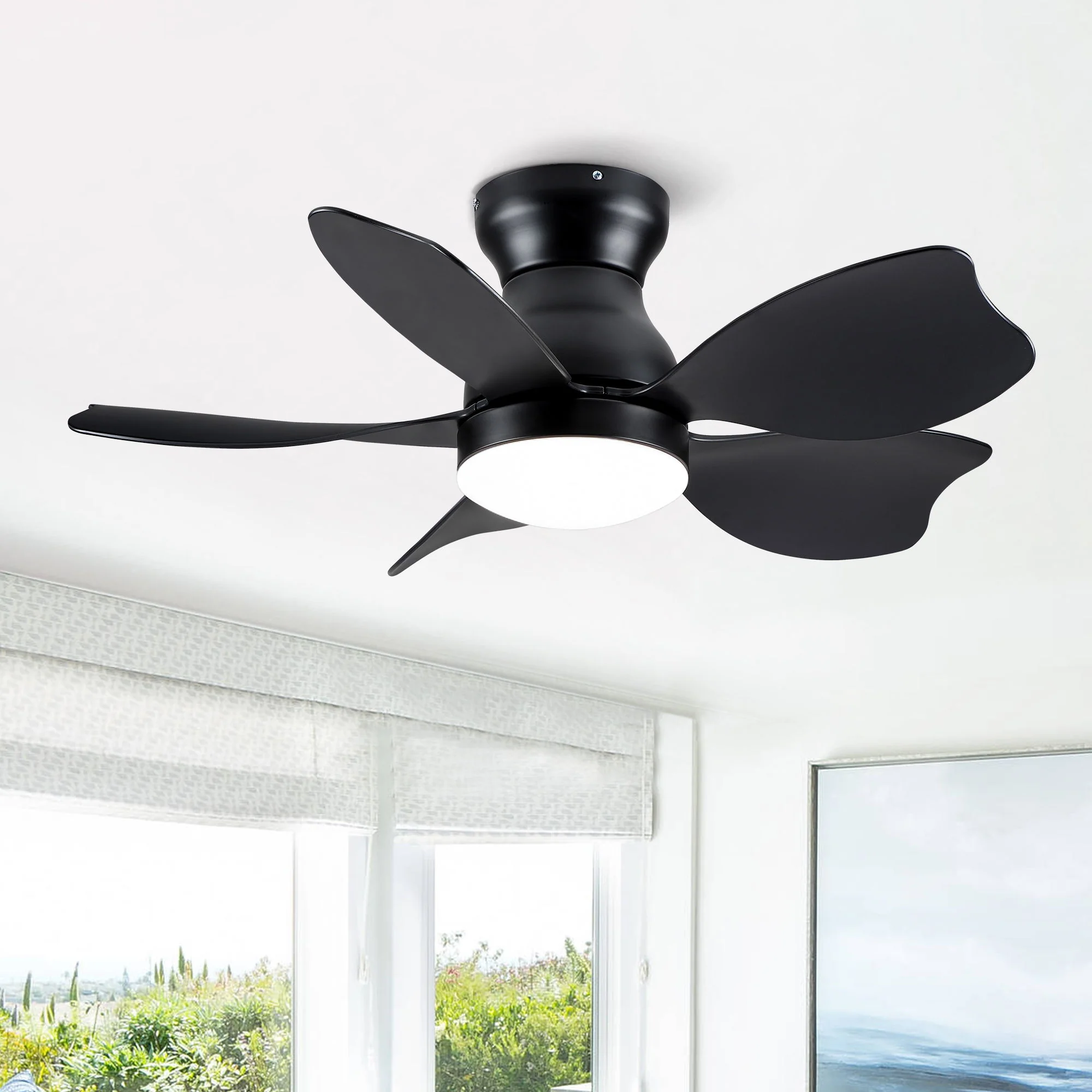 Low Profile Flush Mount Ceiling Fan With Light - Image 8