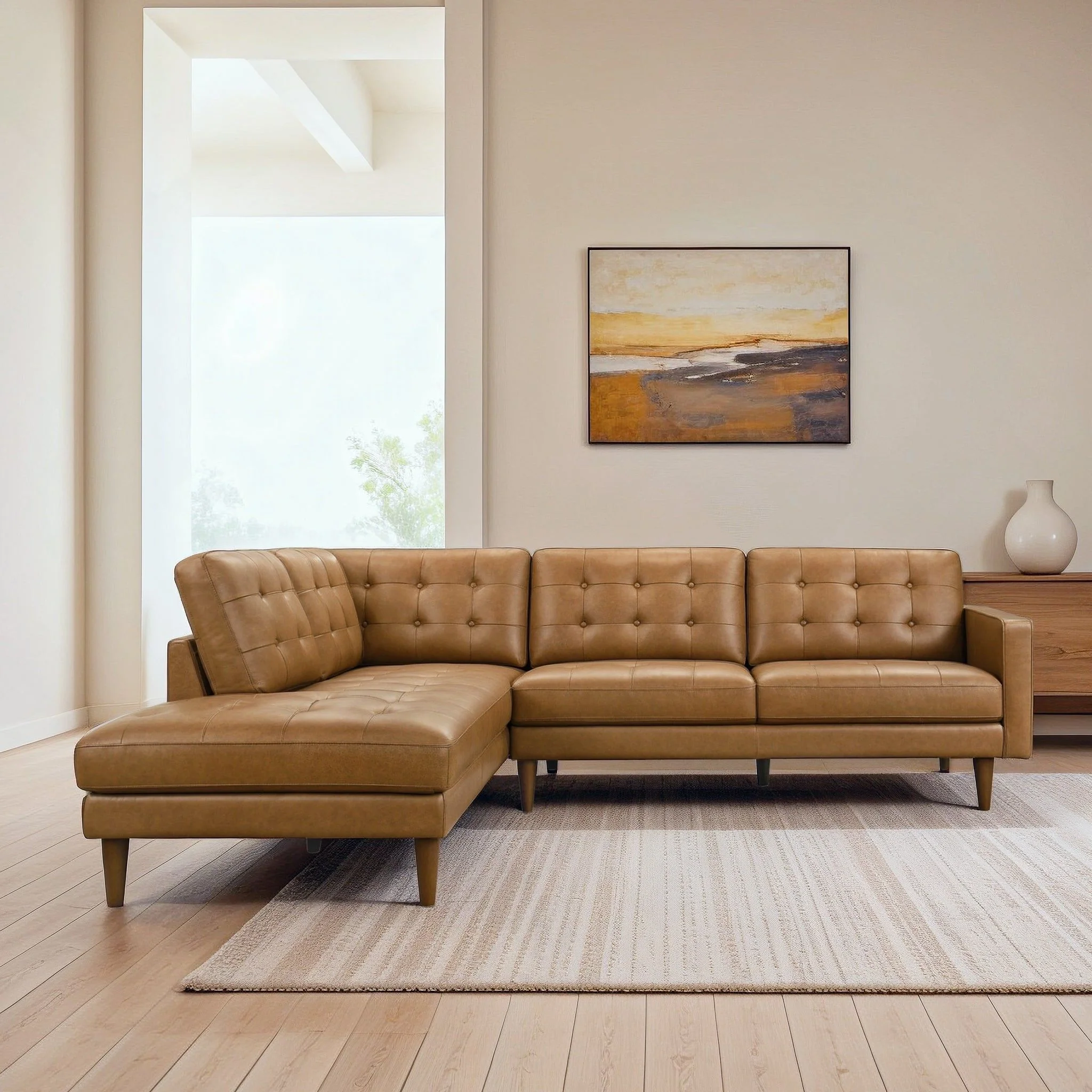 Lucco - L-Shaped Sectional Sofa With Chaise - Tan - Image 2