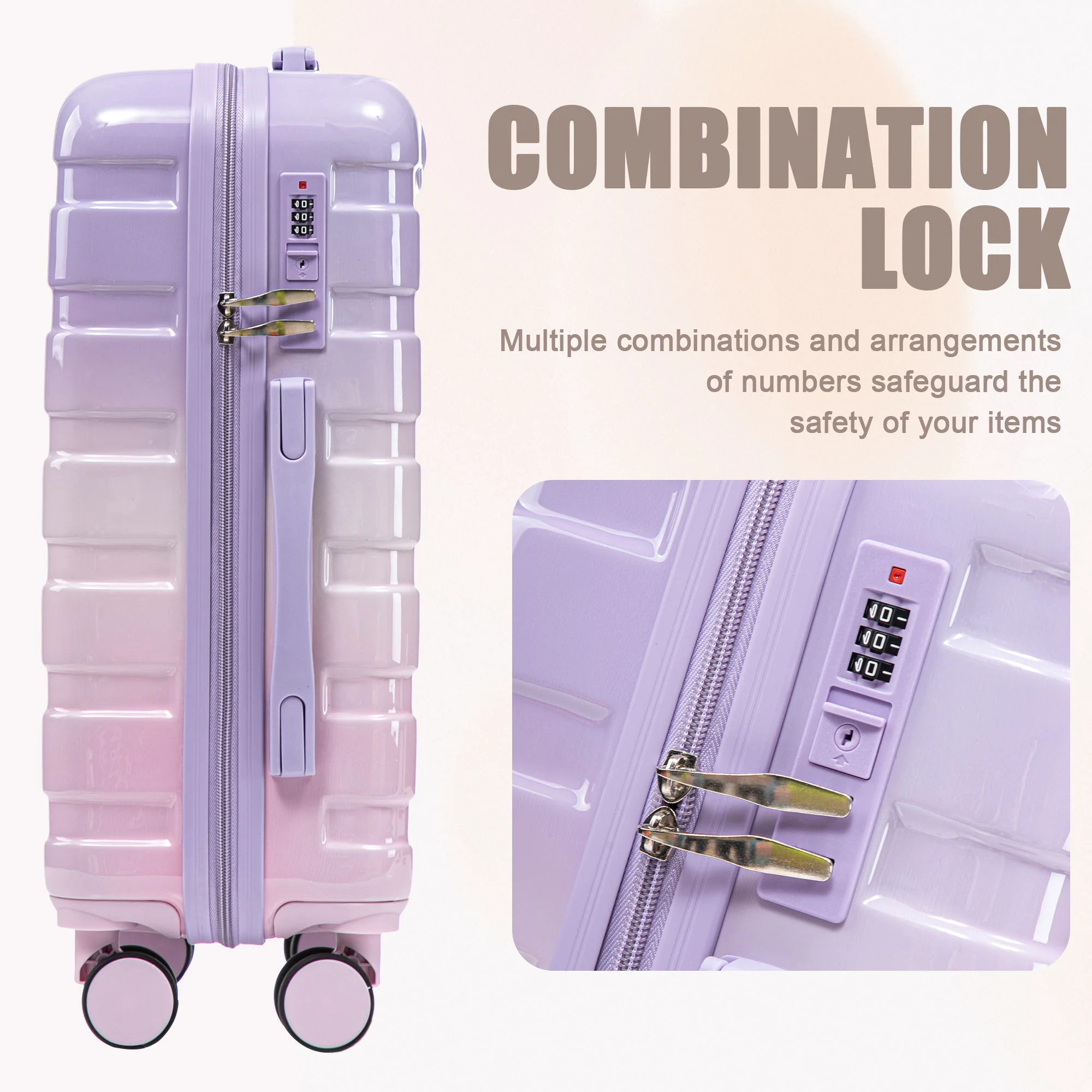 Luggage Set 14" / 20" With Combination Lock And Cosmetic Case - Image 17