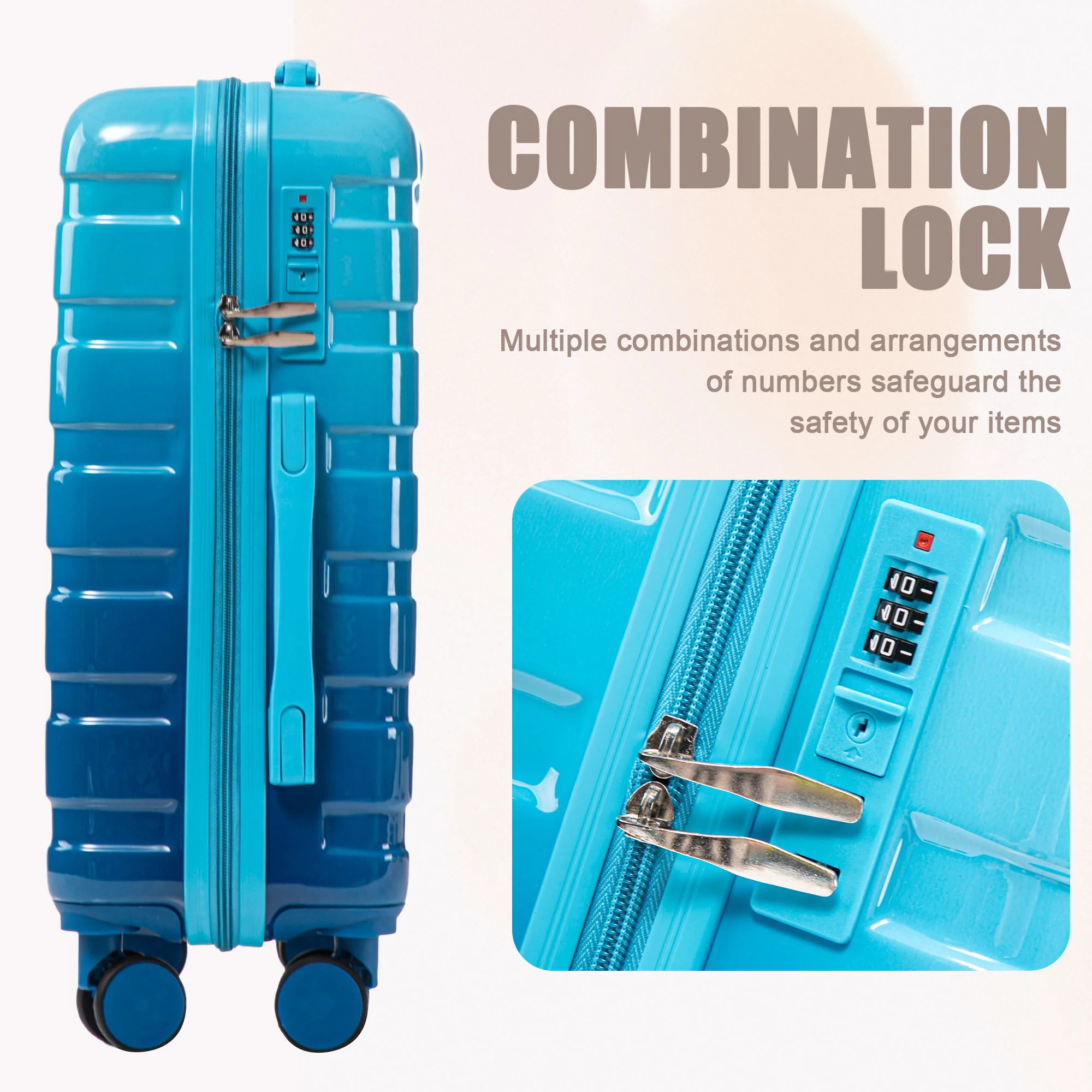 Luggage Set 14" / 20" With Combination Lock And Cosmetic Case - Image 25